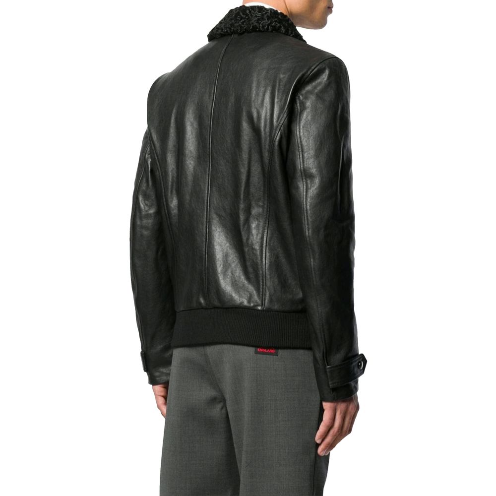 Veste en cuir d'agneau noir Dolce &amp; Gabbana