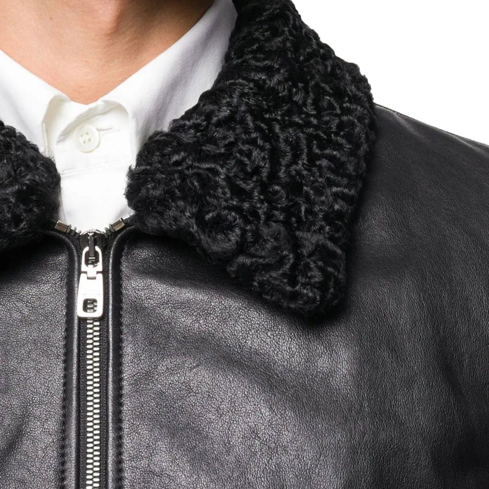 Veste en cuir d'agneau noir Dolce &amp; Gabbana