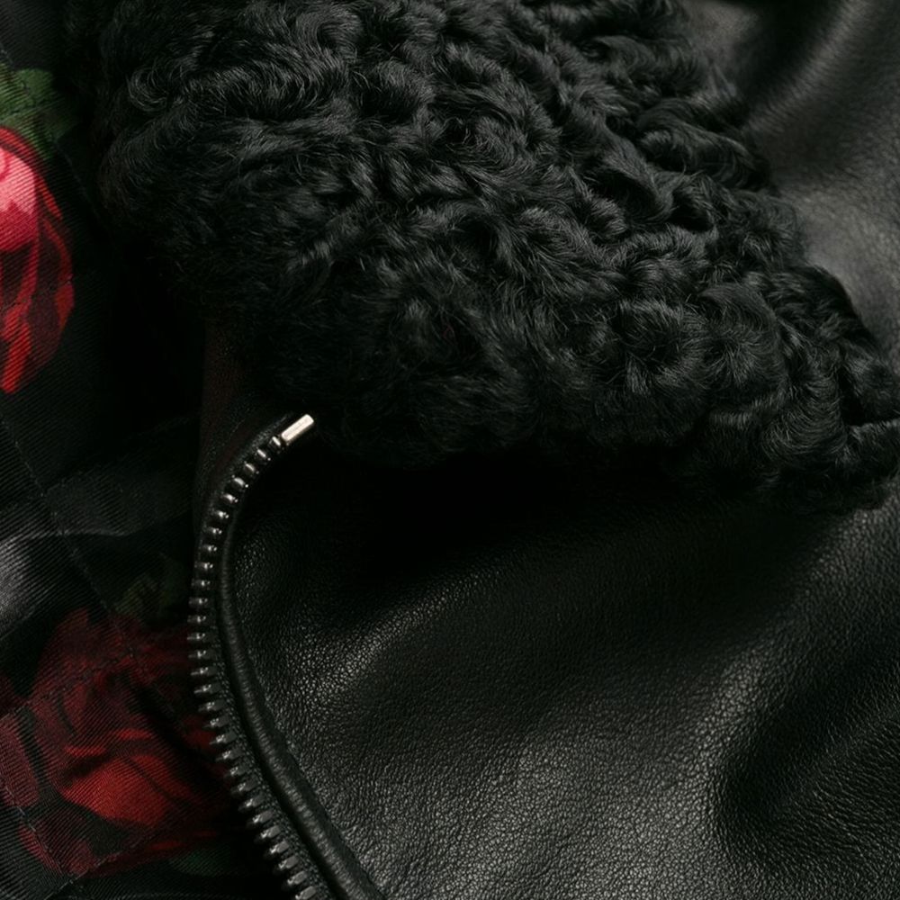 Veste en cuir d'agneau noir Dolce &amp; Gabbana