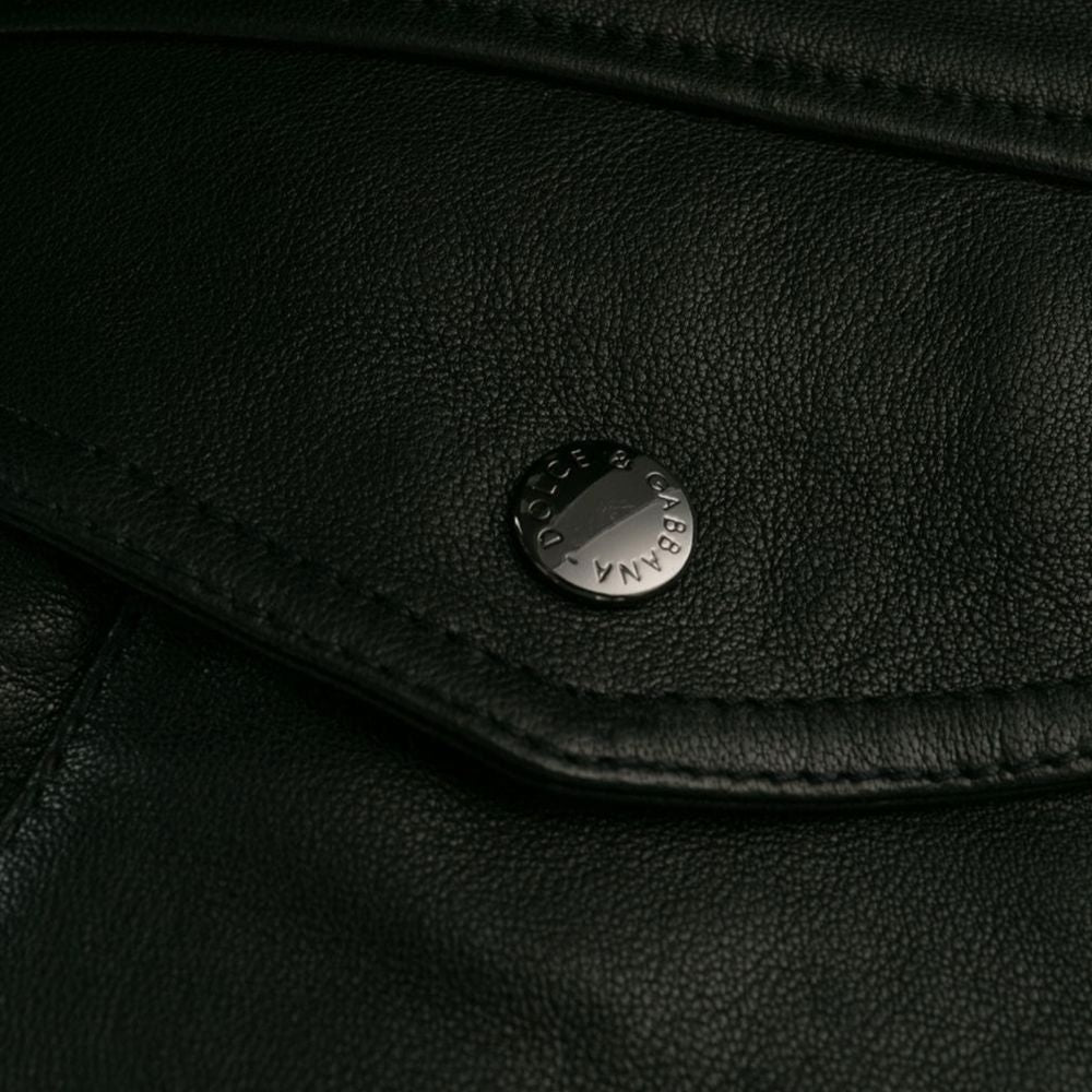 Veste en cuir d'agneau noir Dolce &amp; Gabbana