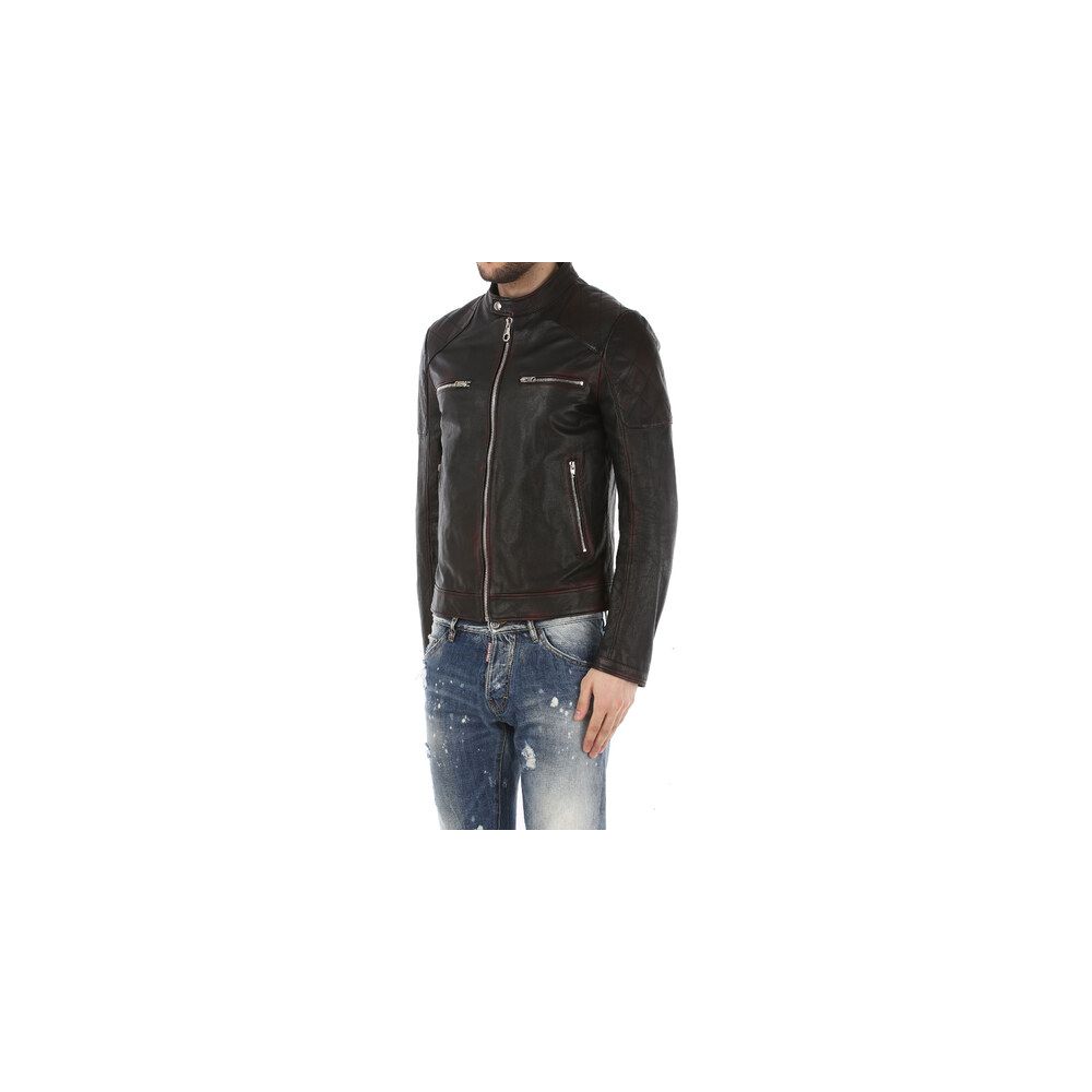Veste en cuir de chèvre noir Dolce &amp; Gabbana