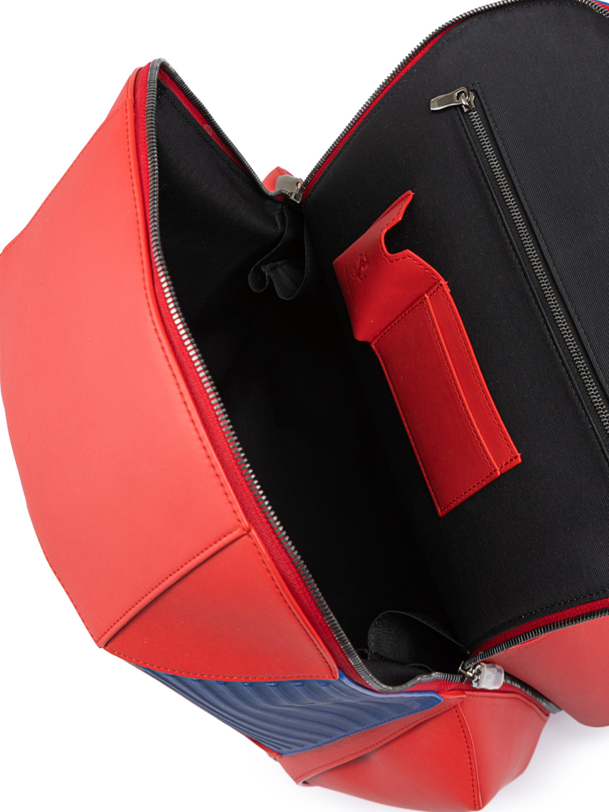 Sac à dos technique en cuir rouge Ferrari