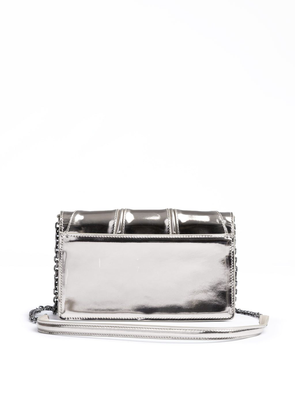 Sac en cuir verni Ferrari Metal Silver GT avec chaîne