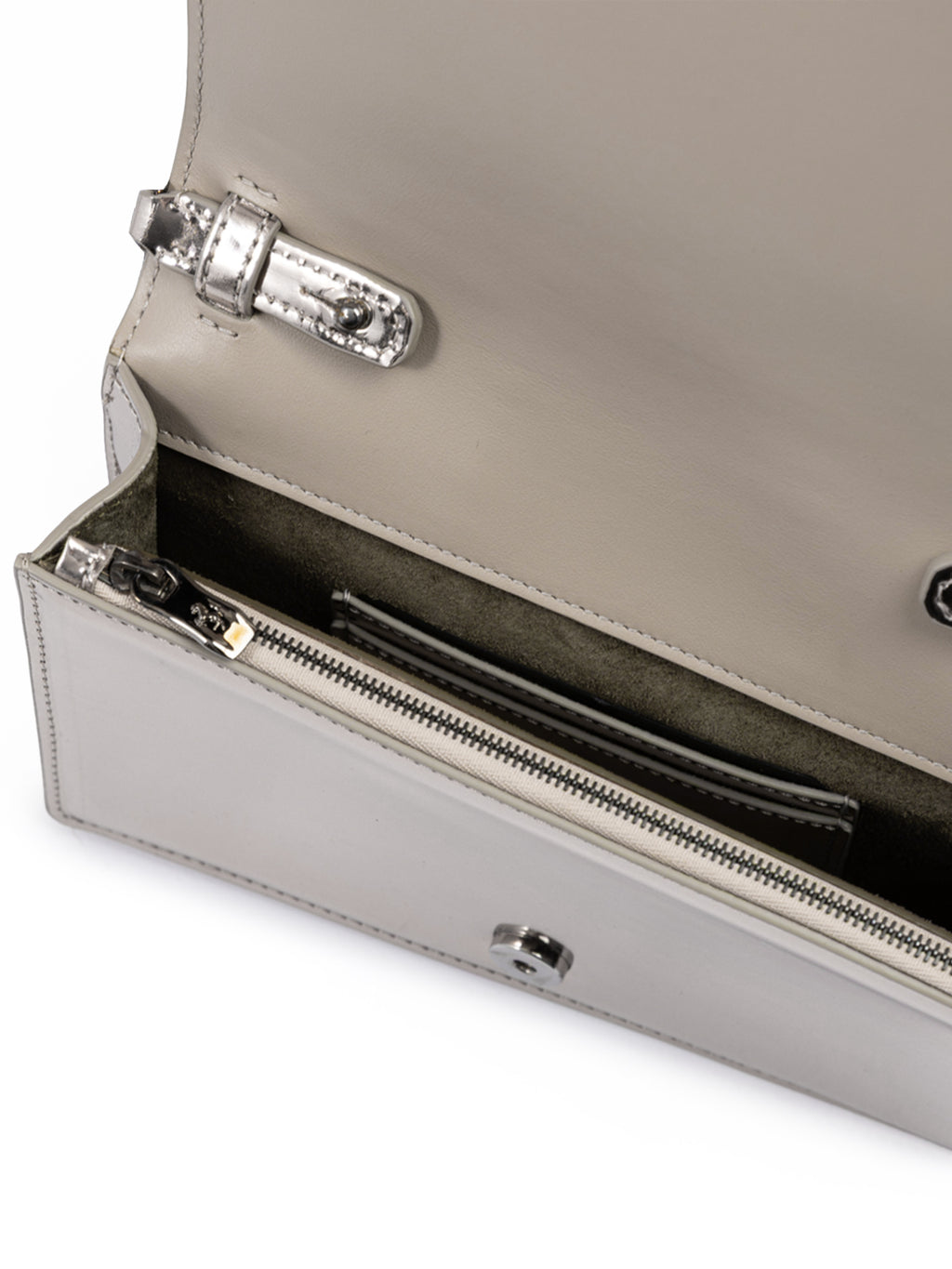Sac en cuir verni Ferrari Metal Silver GT avec chaîne