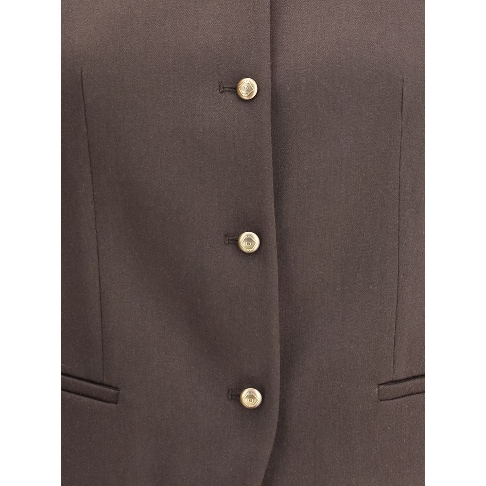 Gilet simple boutonnage en chanvre et viscose Giorgio Armani
