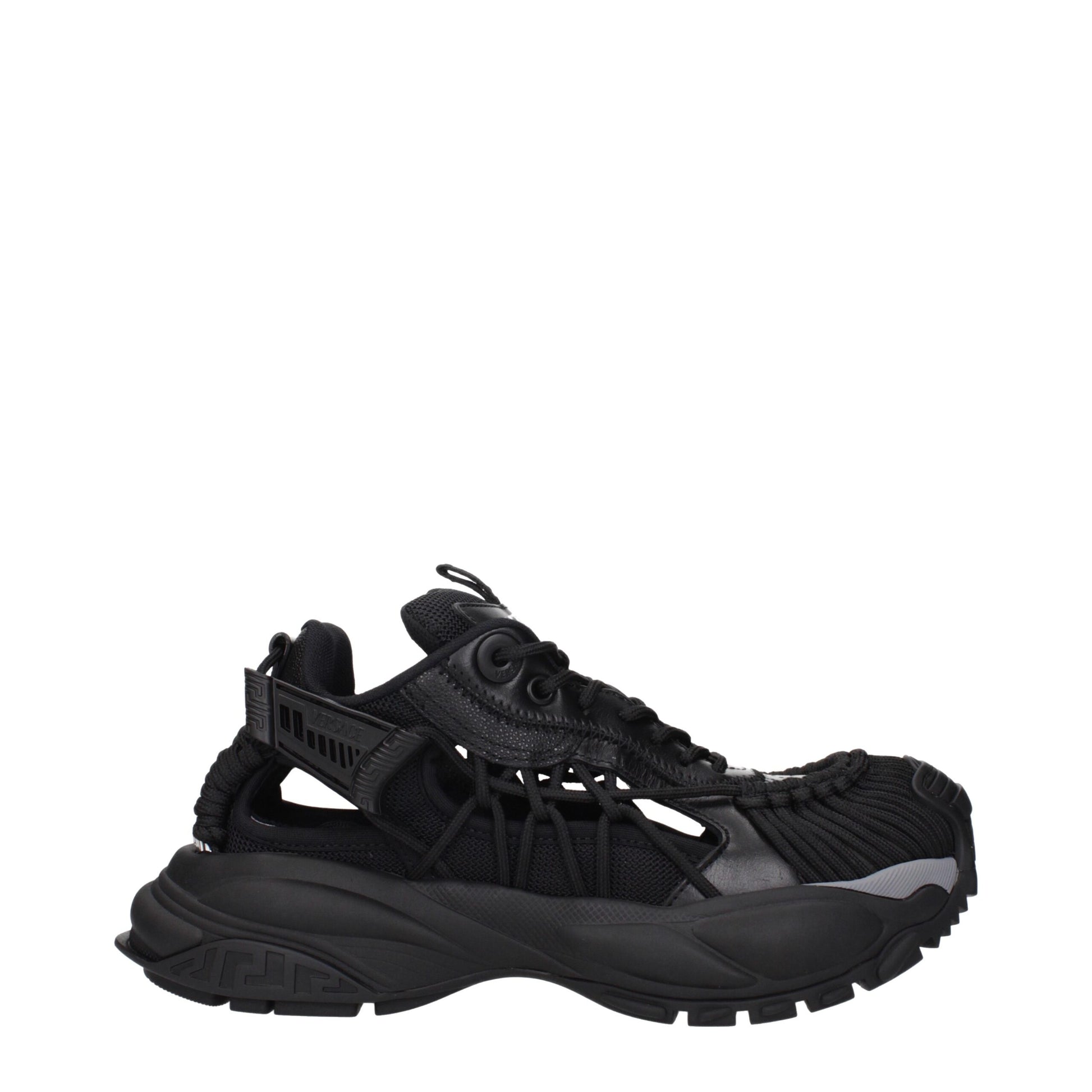 Versace Black Leather Athletic Sneakers