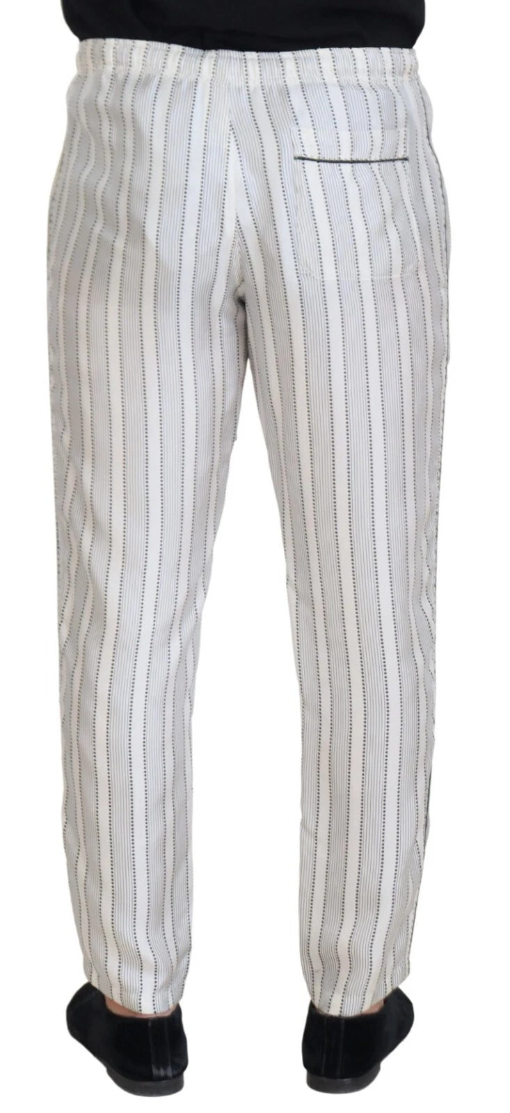 Pantalon de détente en soie à rayures blanches Dolce &amp; Gabbana