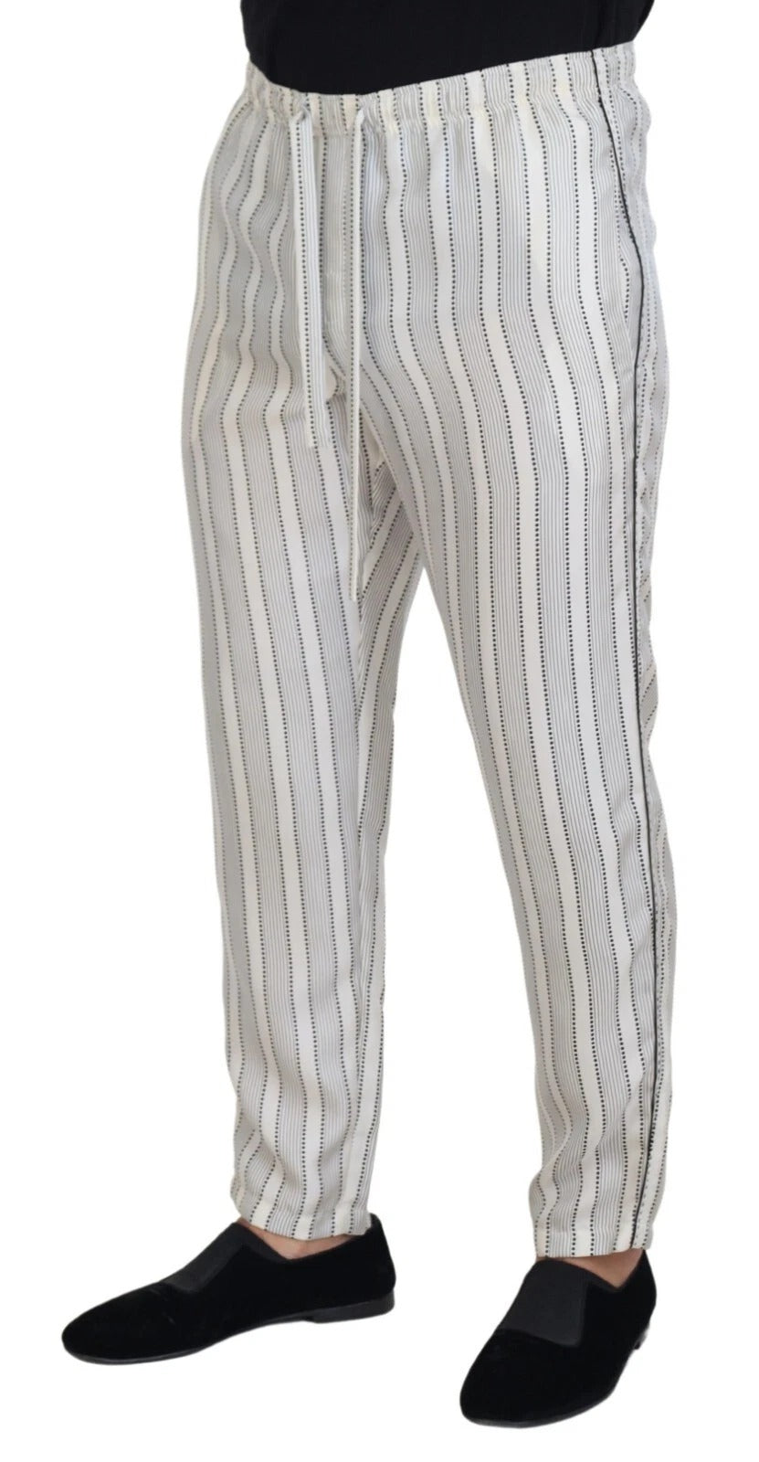 Pantalon de détente en soie à rayures blanches Dolce &amp; Gabbana