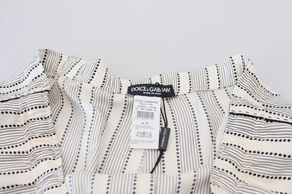 Pantalon de détente en soie à rayures blanches Dolce &amp; Gabbana