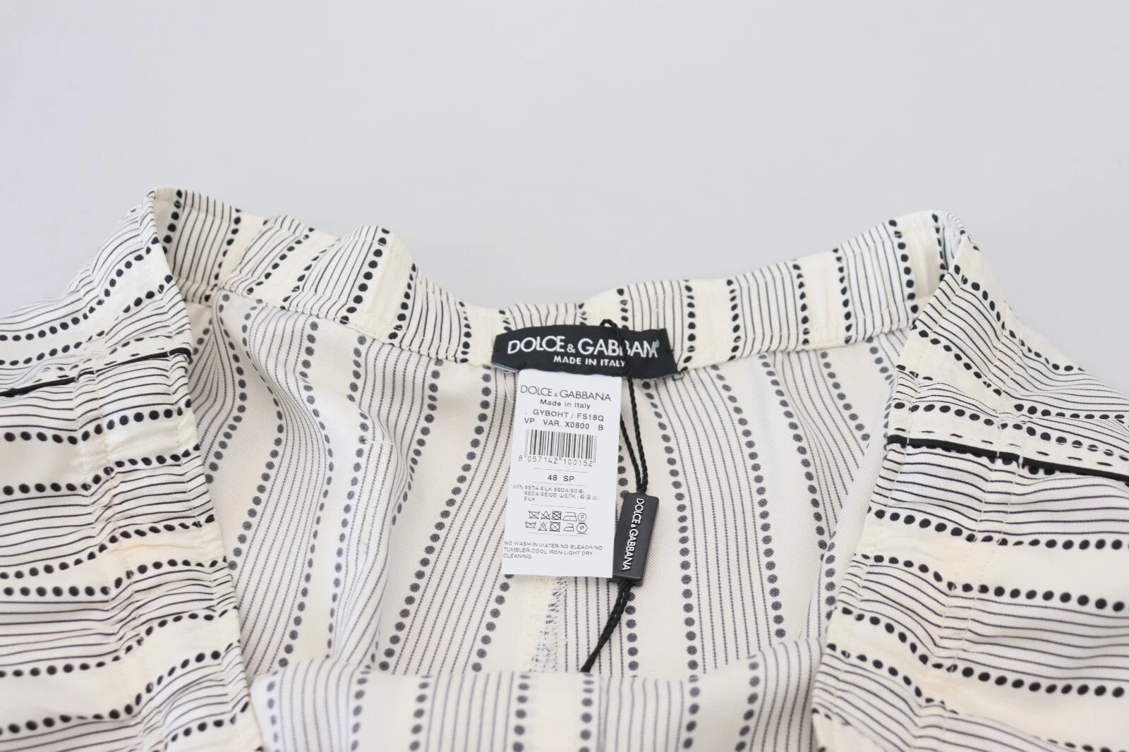 Pantalon de détente en soie à rayures blanches Dolce &amp; Gabbana