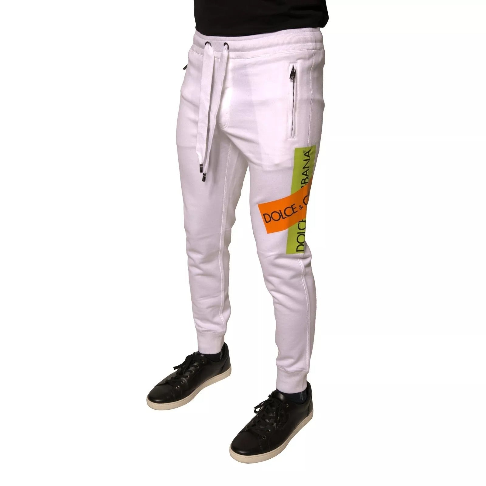 Pantalon de jogging en coton à bande logo blanche Dolce &amp; Gabbana