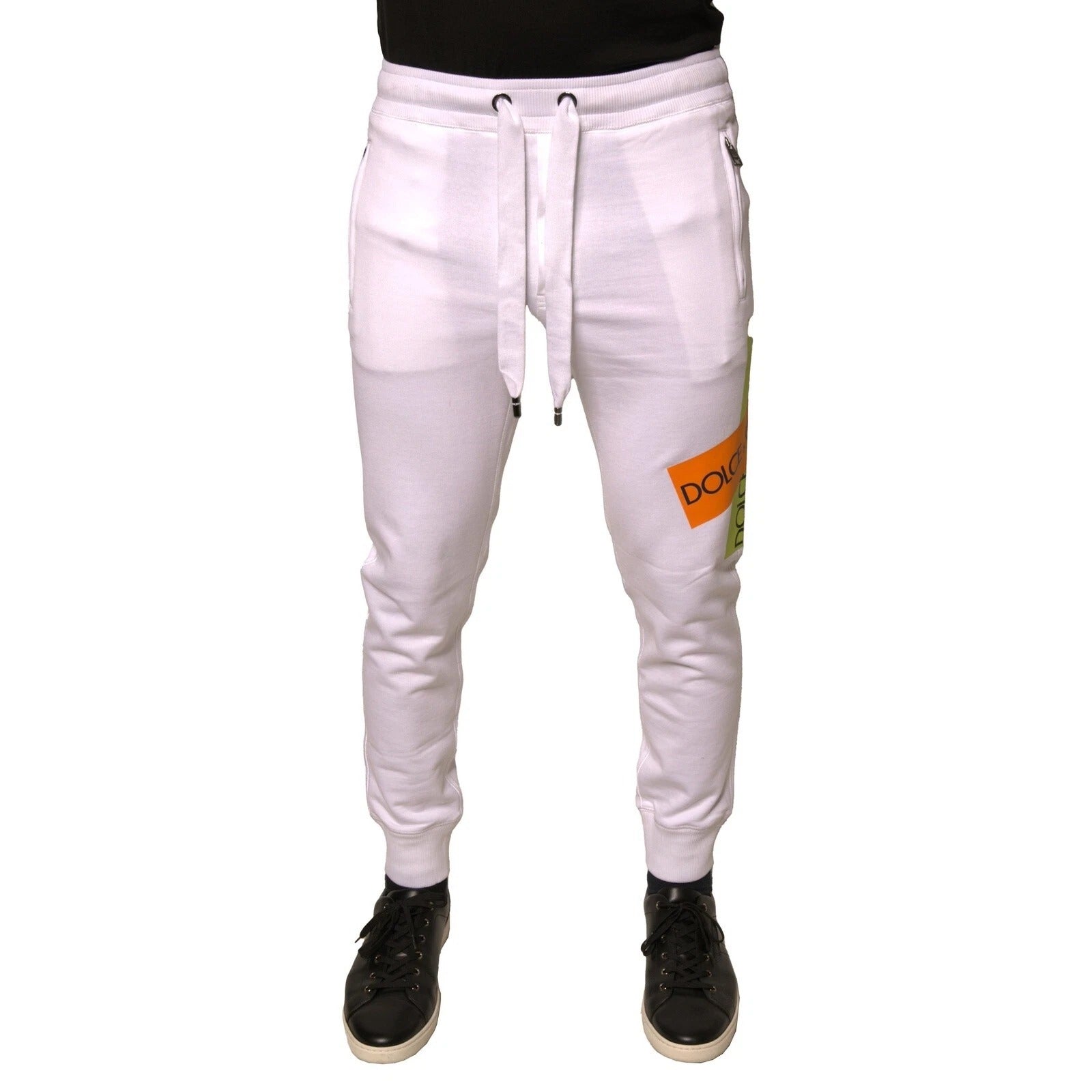 Pantalon de jogging en coton à bande logo blanche Dolce &amp; Gabbana