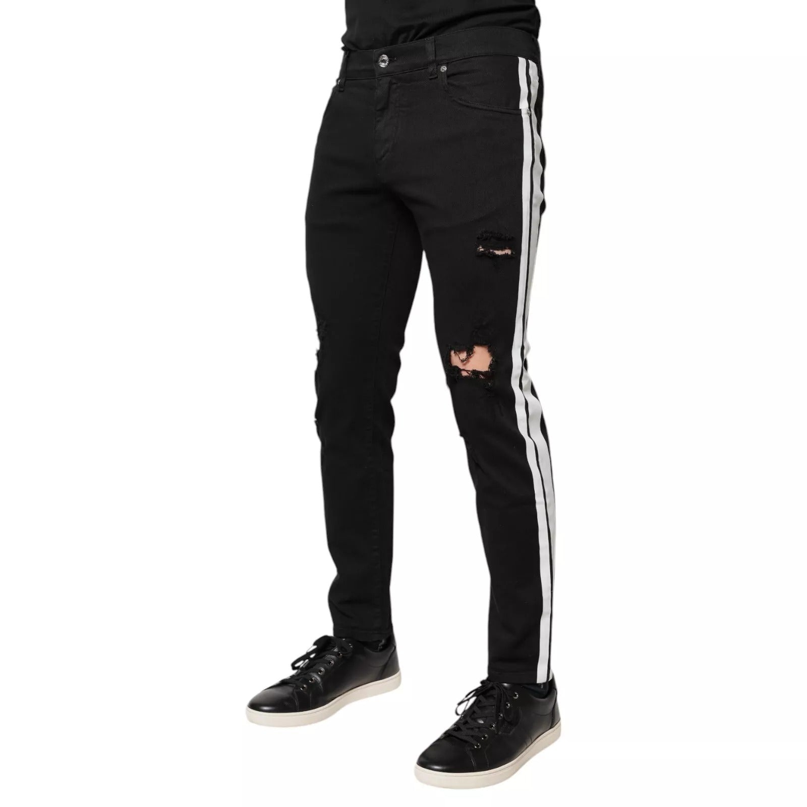 Jean skinny Dolce &amp; Gabbana noir à doublure blanche