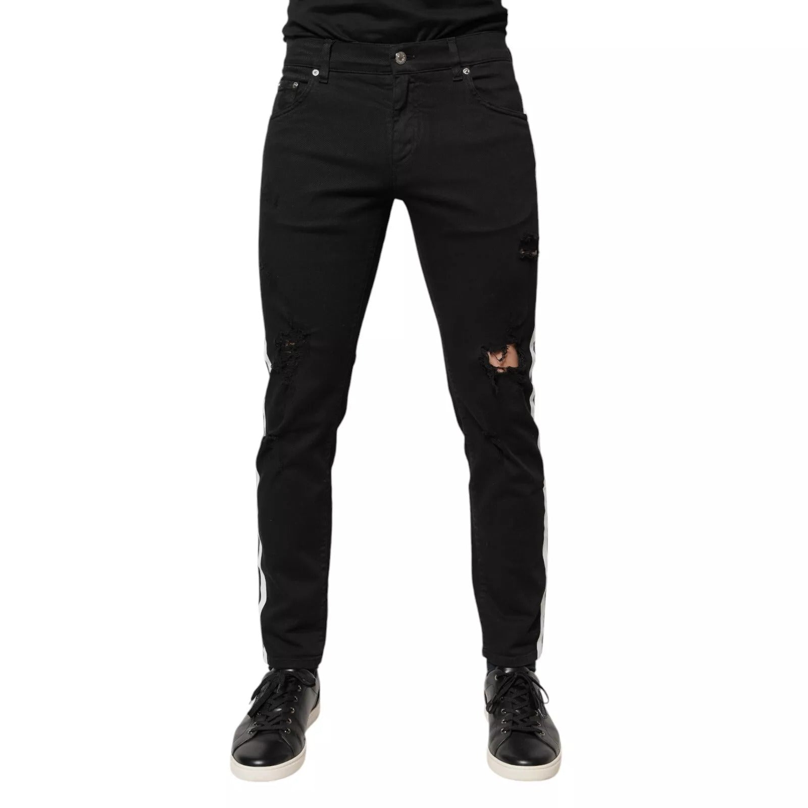 Jean skinny Dolce &amp; Gabbana noir à doublure blanche