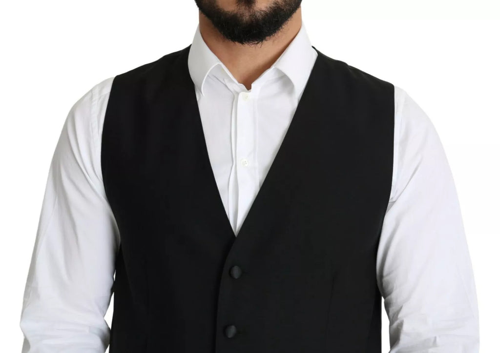 Gilet habillé en laine noire Dolce &amp; Gabbana pour homme