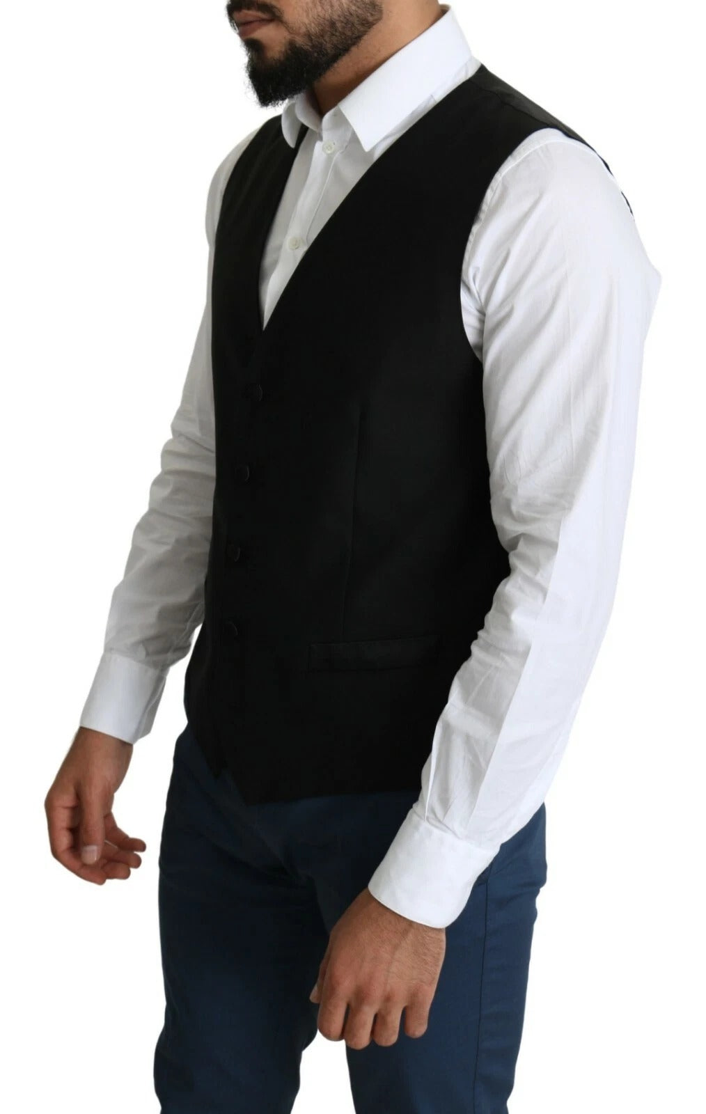 Gilet habillé en laine noire Dolce &amp; Gabbana pour homme