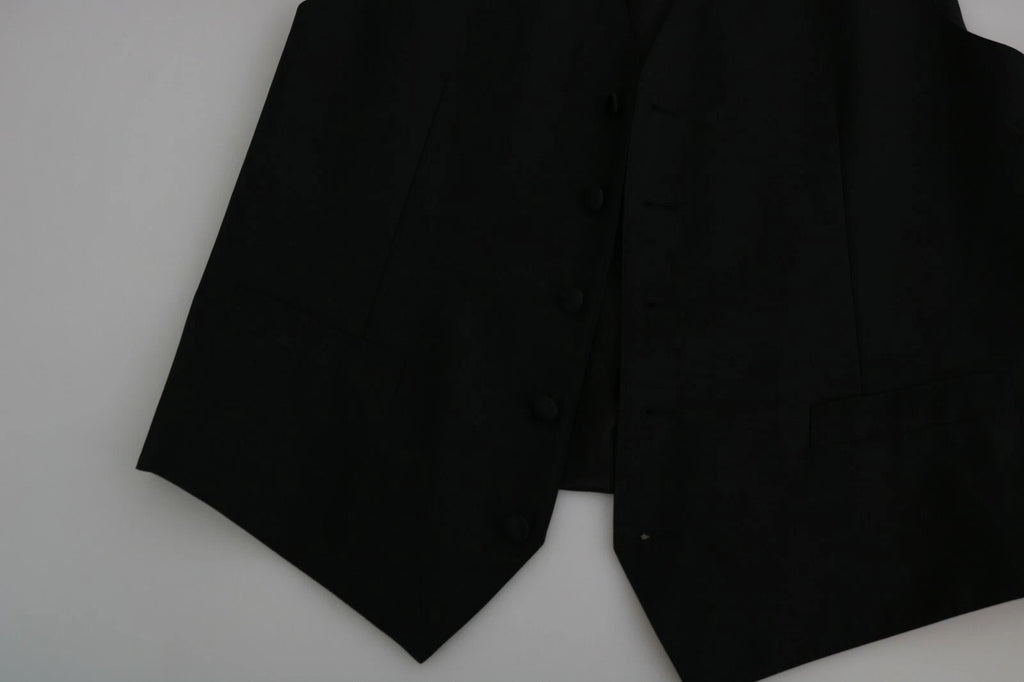 Gilet habillé en laine noire Dolce &amp; Gabbana pour homme