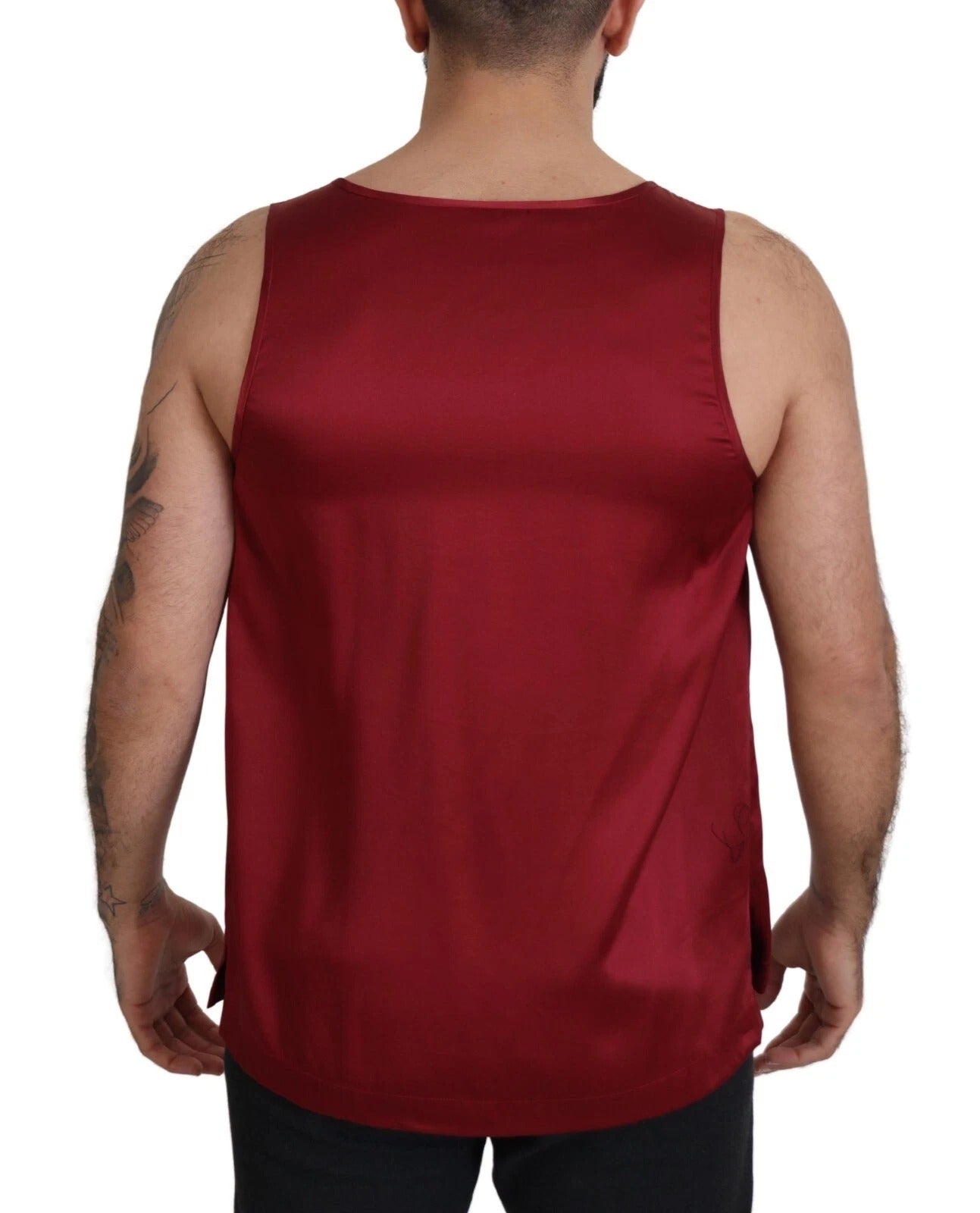 T-shirt en soie rouge à col rond sans manches Dolce &amp; Gabbana