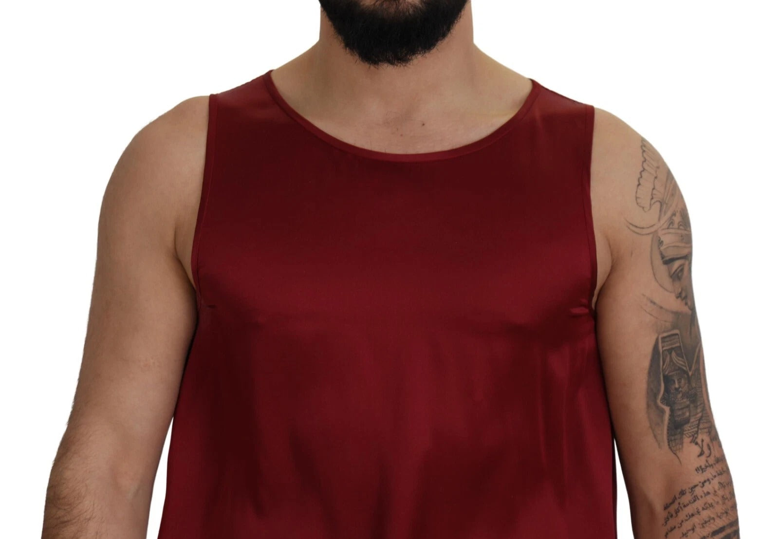 T-shirt en soie rouge à col rond sans manches Dolce &amp; Gabbana