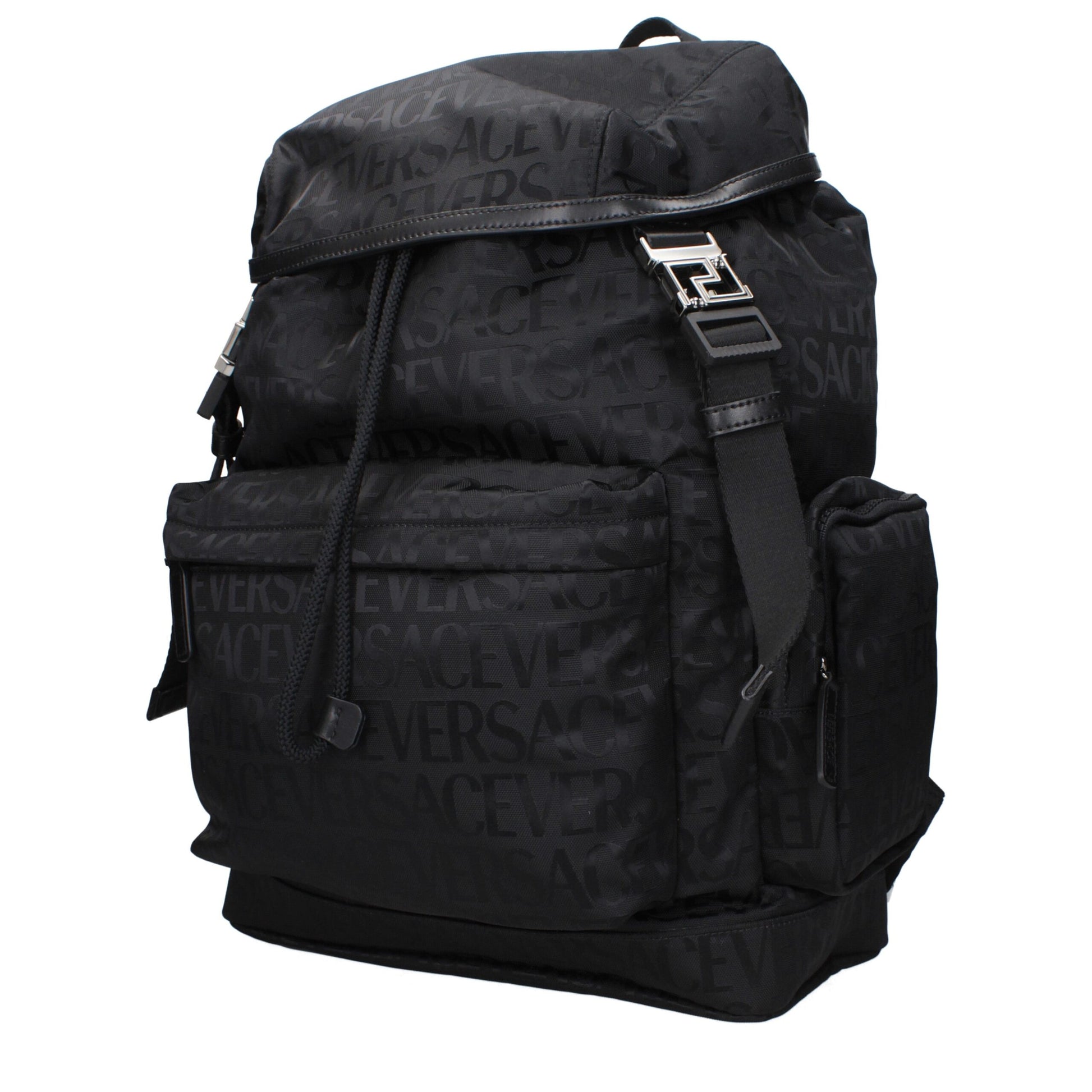 Versace Black Fabric Backpacks