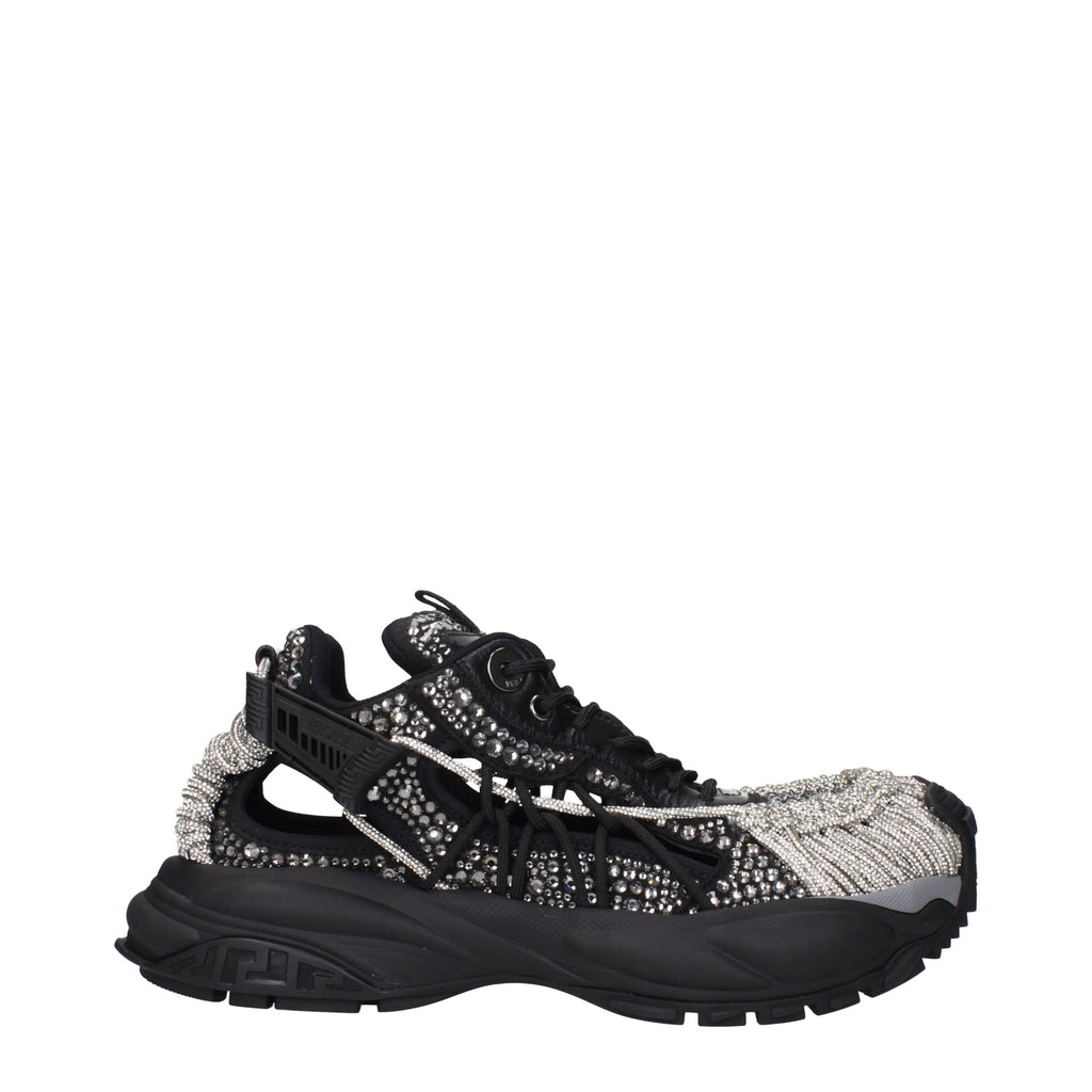 Versace Black Fabric Chunky Sneakers