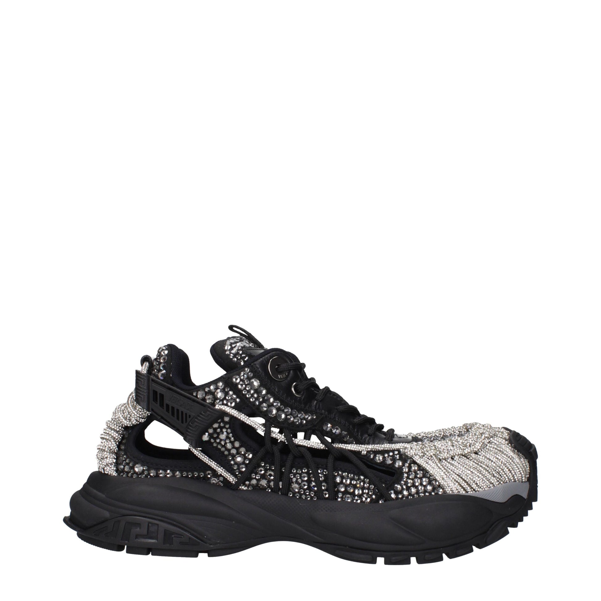 Versace Black Fabric Chunky Sneakers