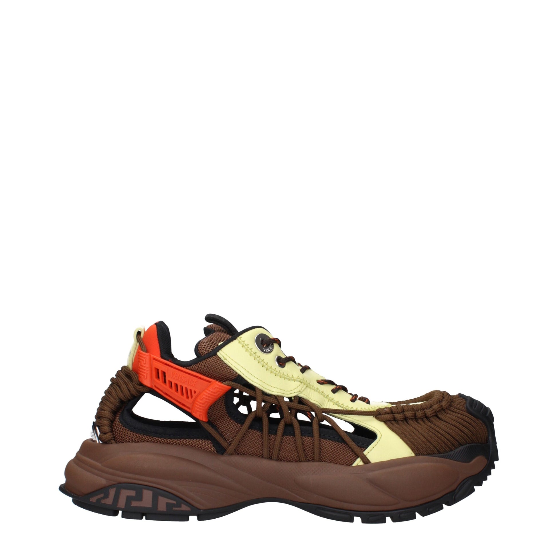 Versace Brown Fabric Athletic Sneakers