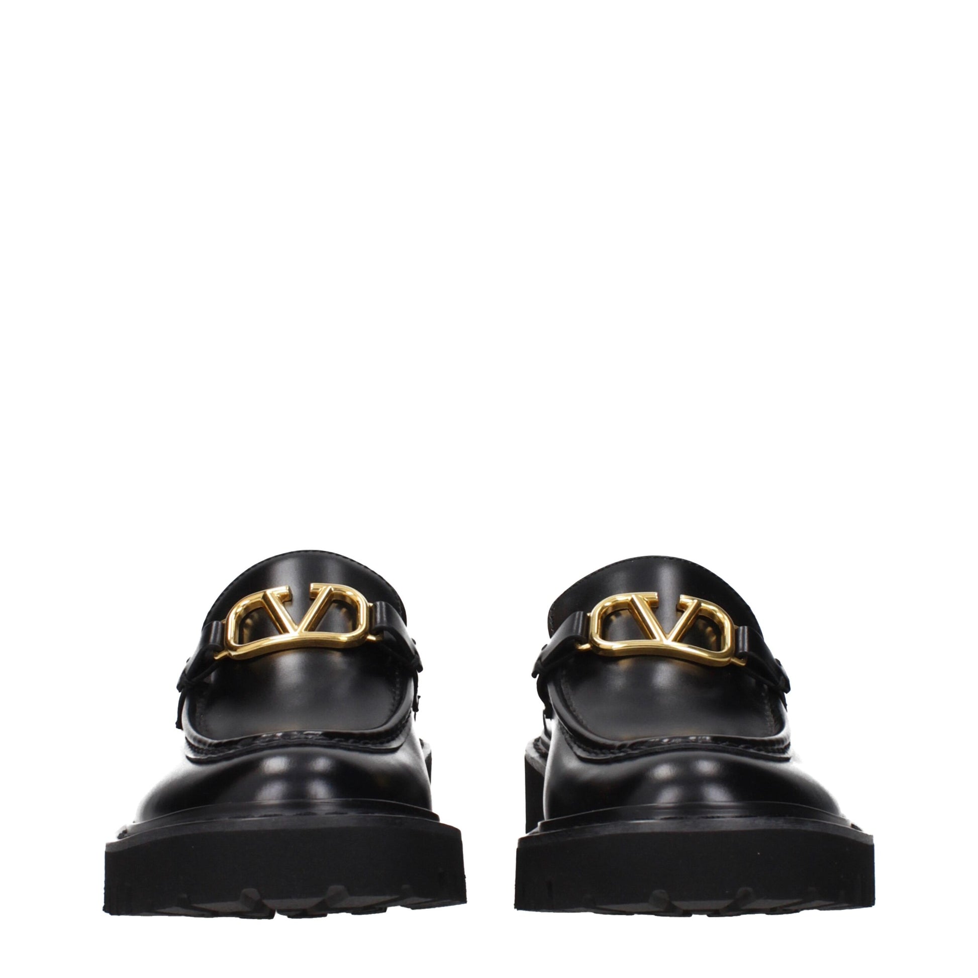 Valentino Garavani Black Leather Slip-On Loafers