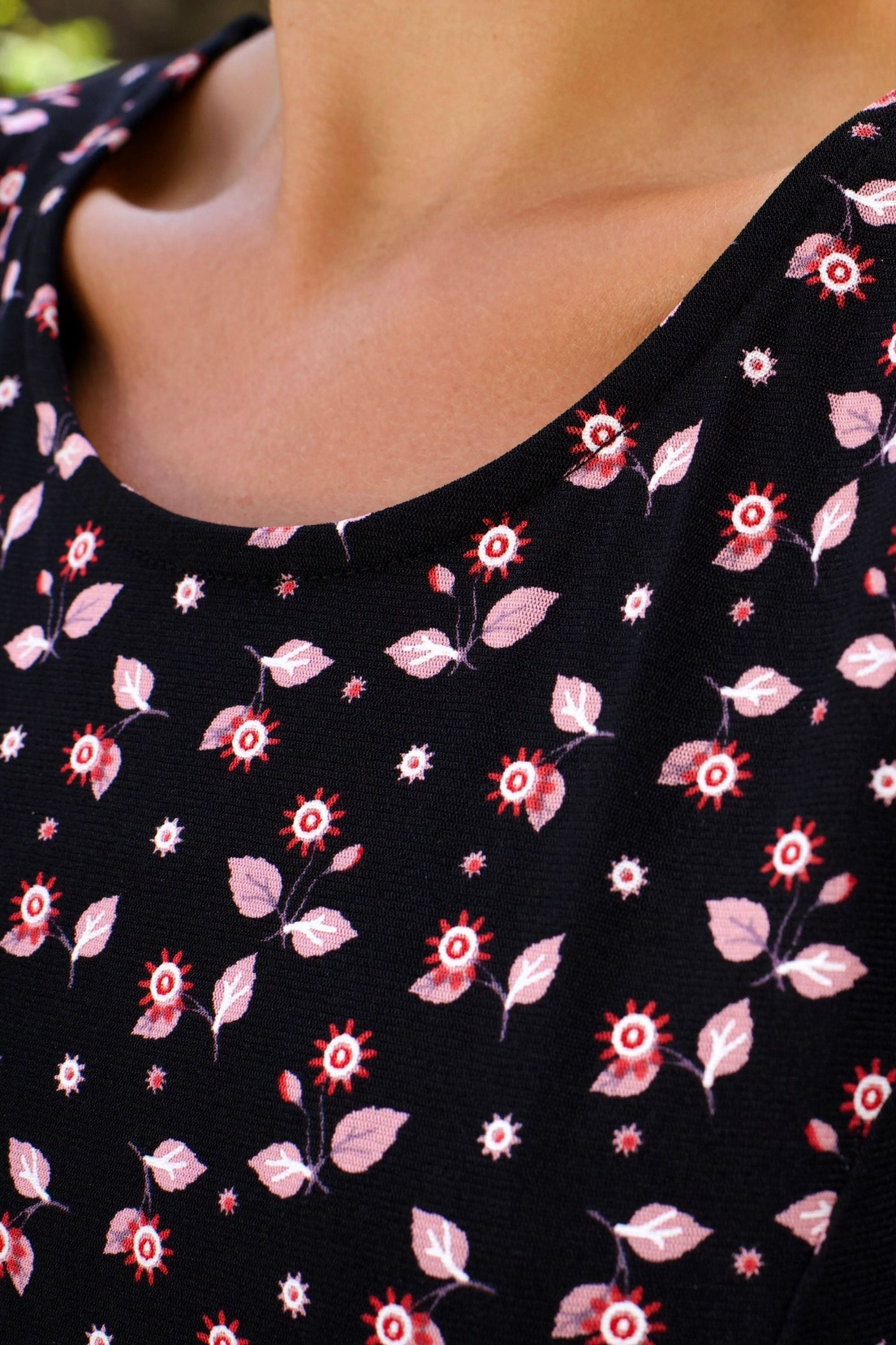 Daisie Black Fit & Flare Mesh Dress Pink Floral Print-3