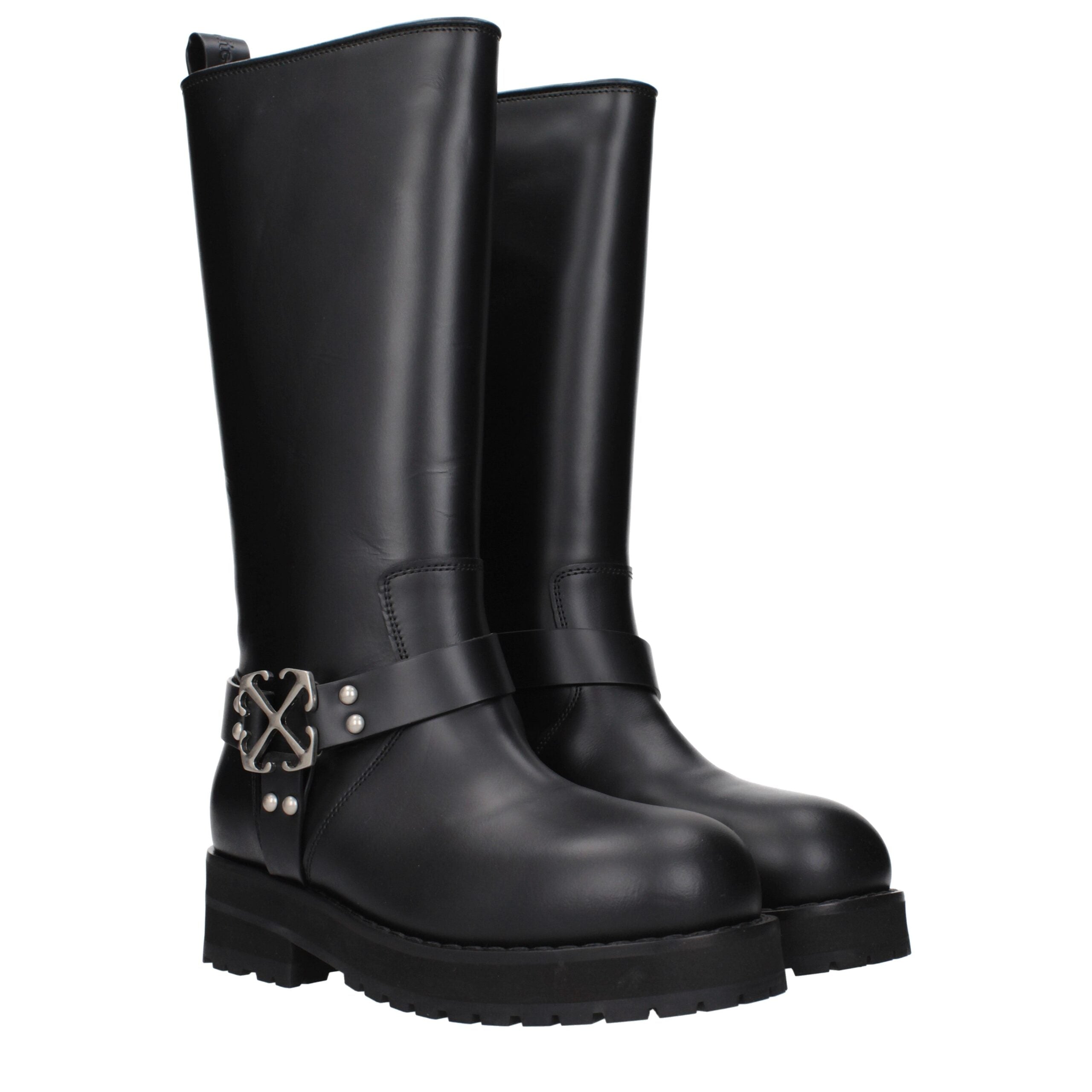 Off-White Black Leather Boots