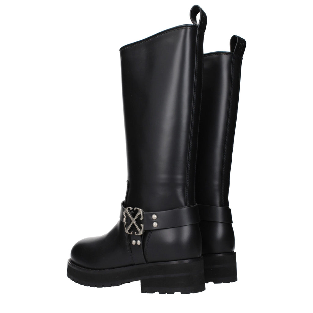 Off-White Black Leather Boots