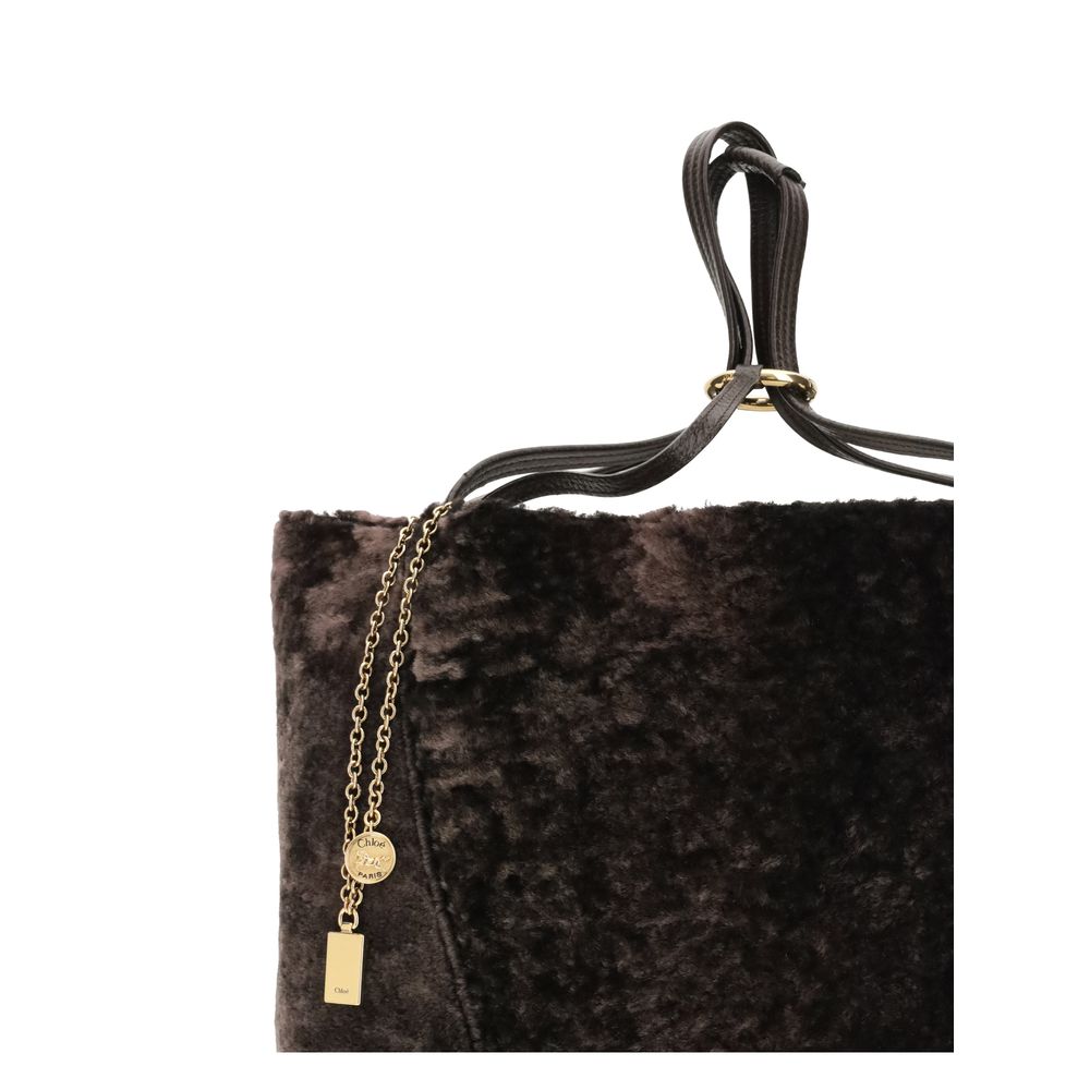 Chloé Large Spin Tote Bag in soft shearling