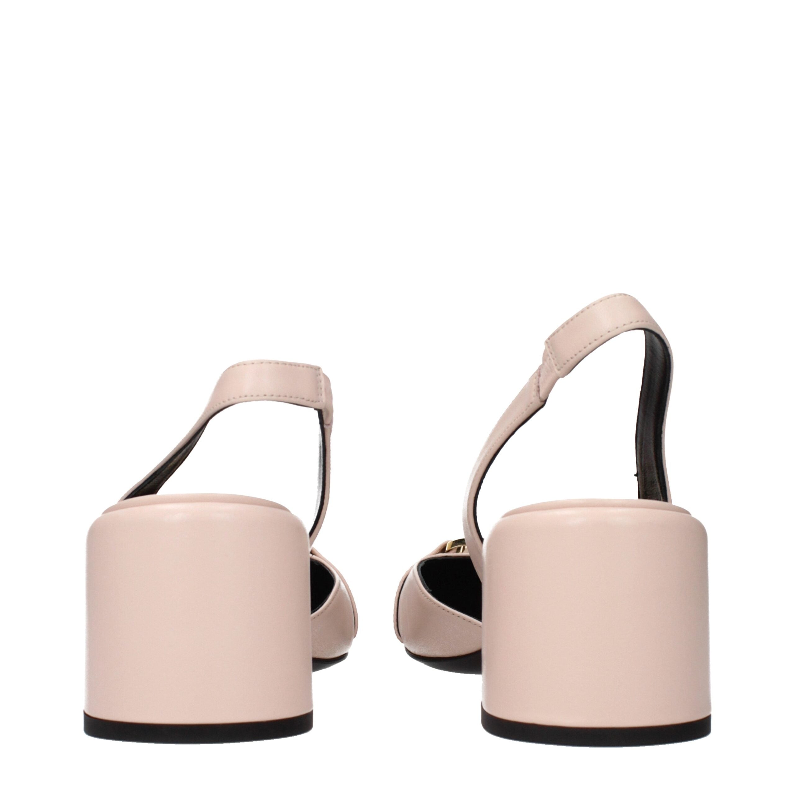 Versace Pink Leather Mid Heel Pumps