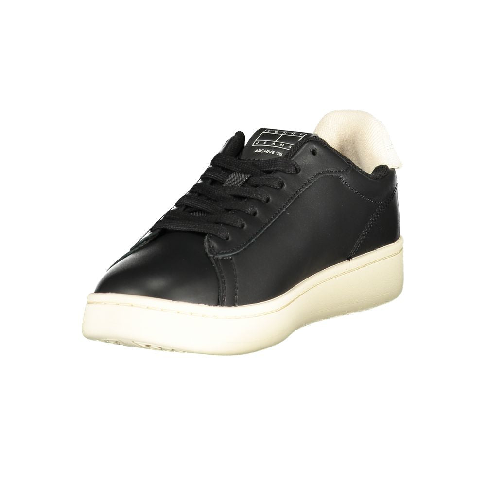Tommy Hilfiger Black Leather Women Sneaker
