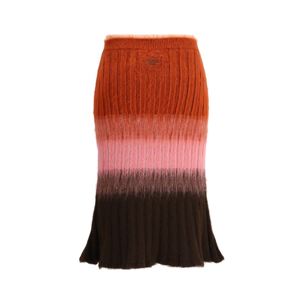 Fendi Multicolor Mohair Midi Skirt