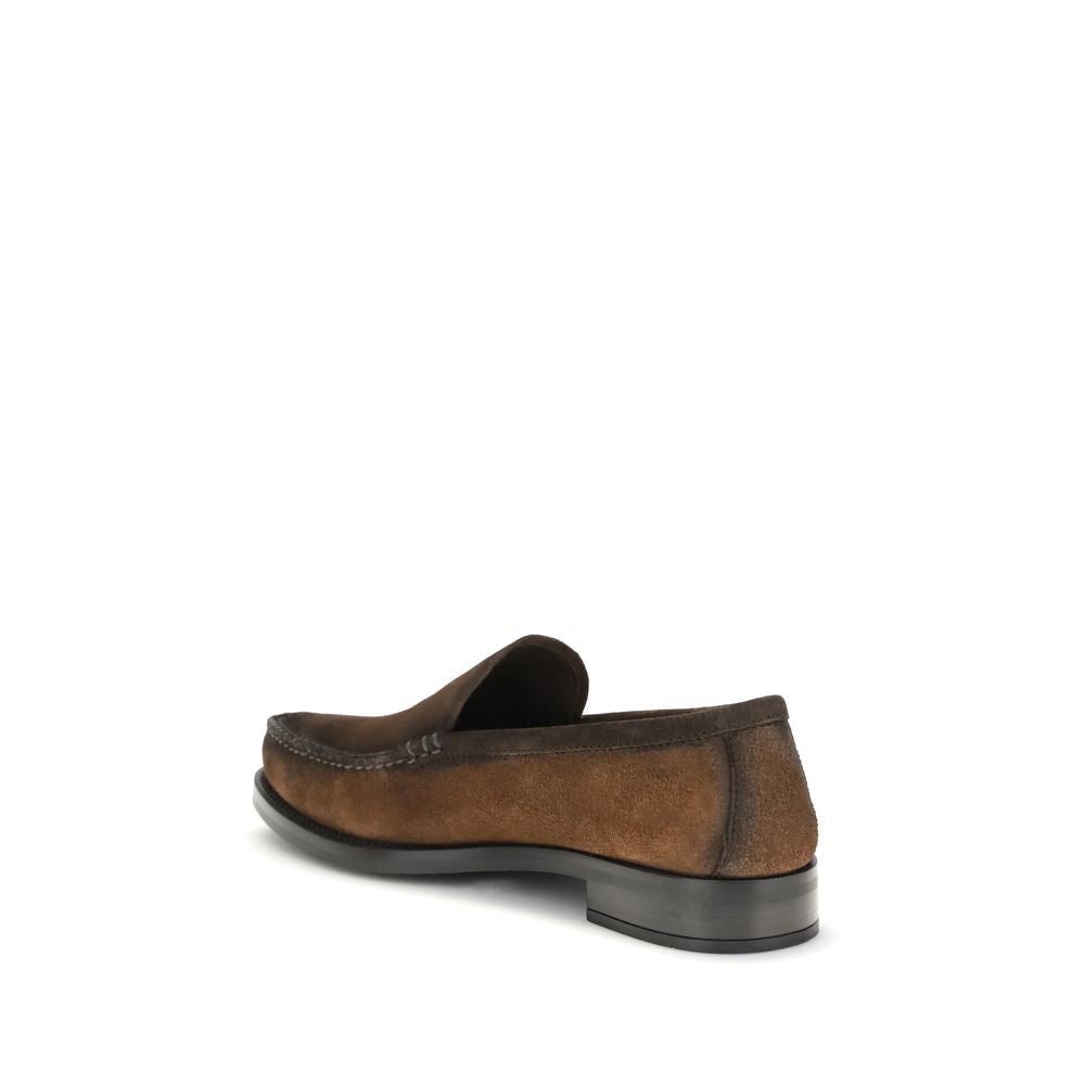 Prada Brown Calf Leather Bos Taurus Slip-On Loafers