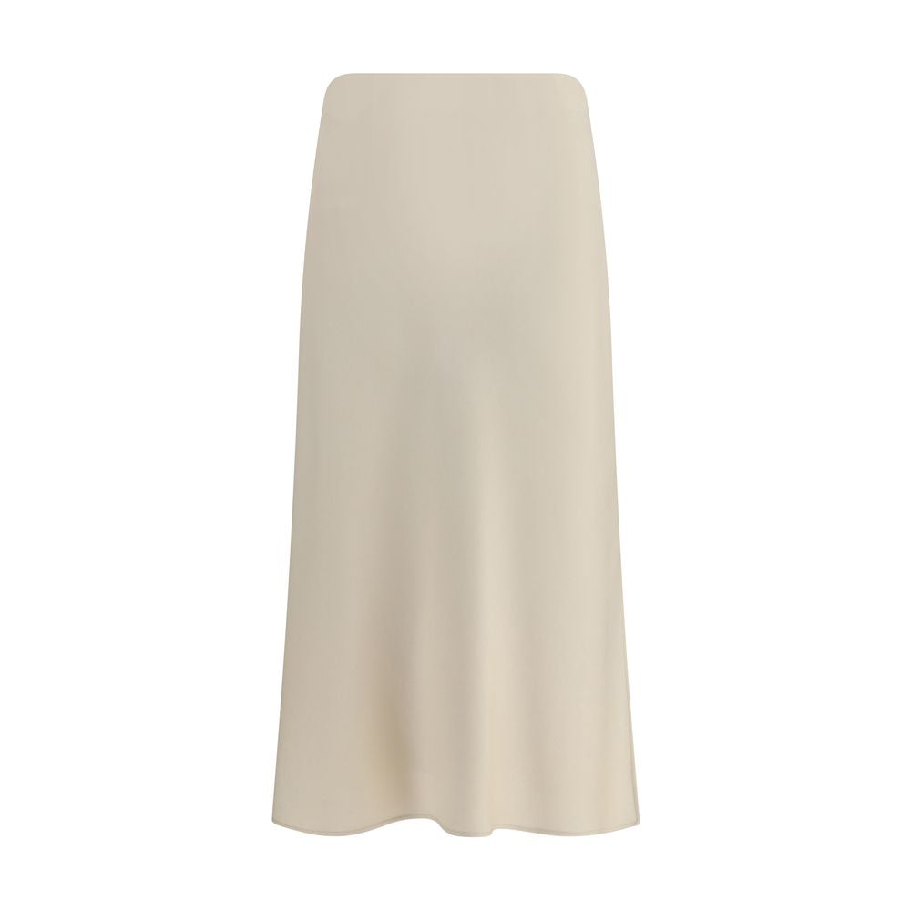 Brunello Cucinelli Cream Acetate Midi Skirt