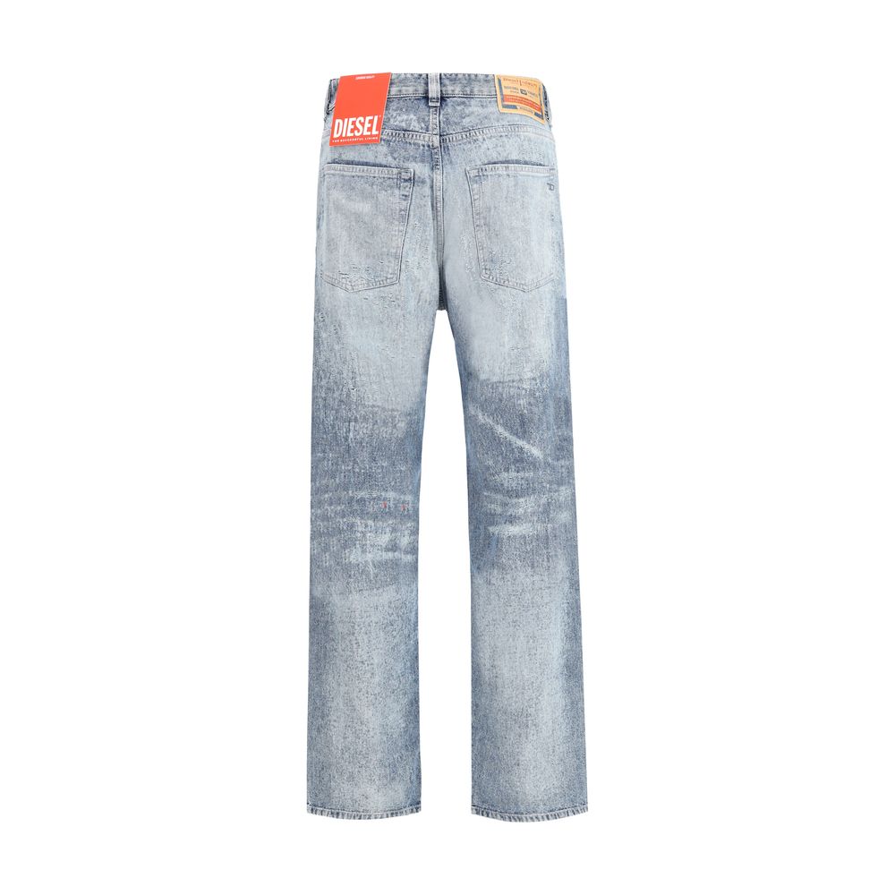 Diesel Light Blue Cotton Relaxed Fit Jeans