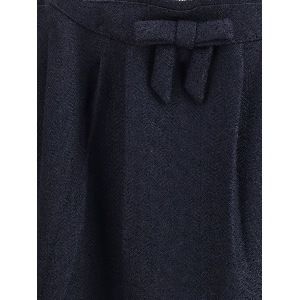 Prada Blue Fleece Wool Midi Skirt
