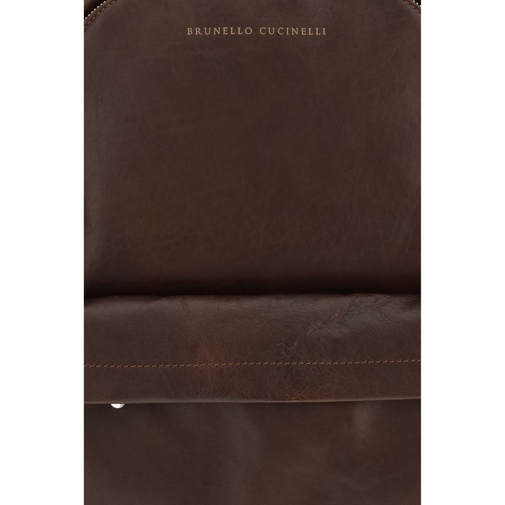 Brunello Cucinelli Brown Calf Leather Bos Taurus Backpack