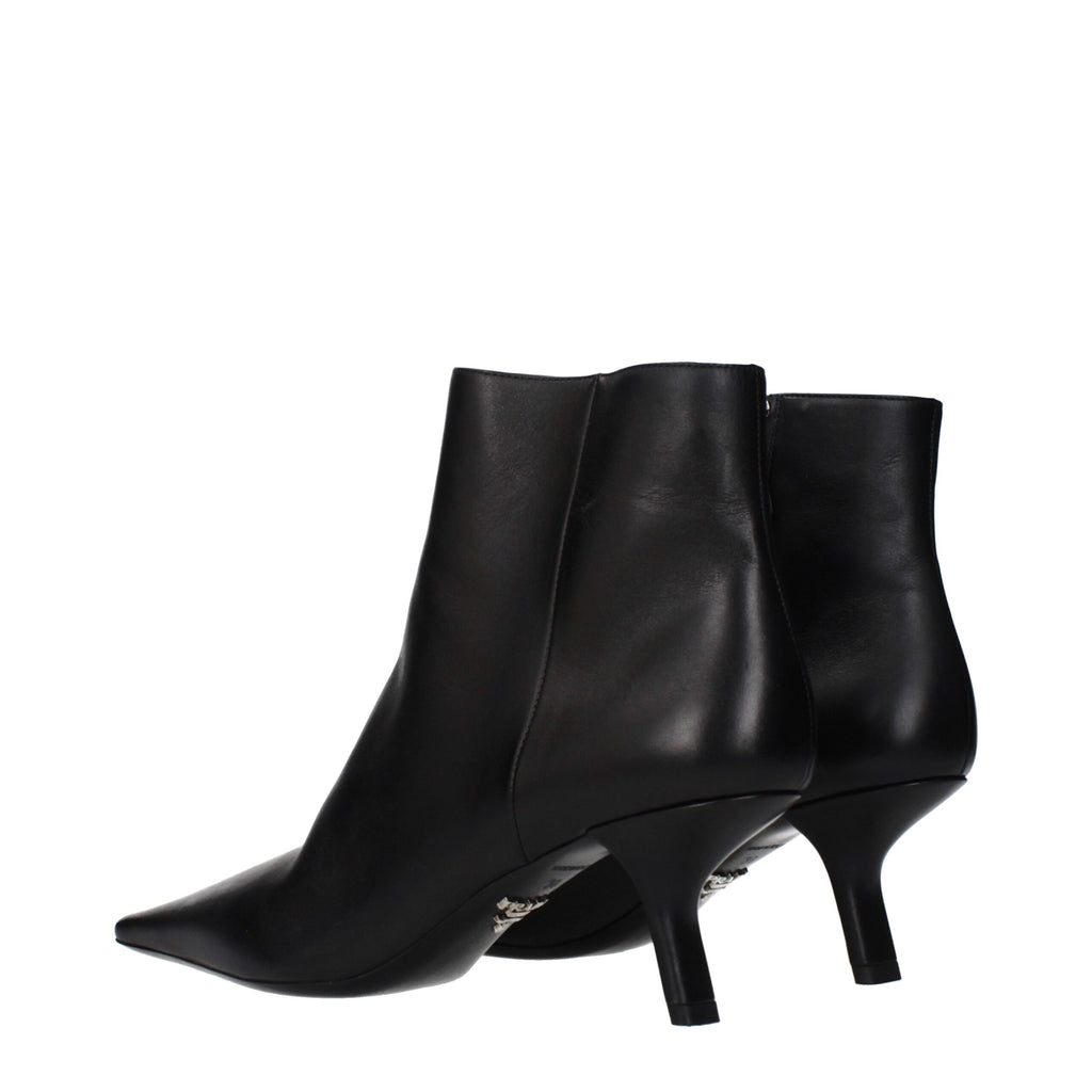 Prada Black Leather Ankle Boots