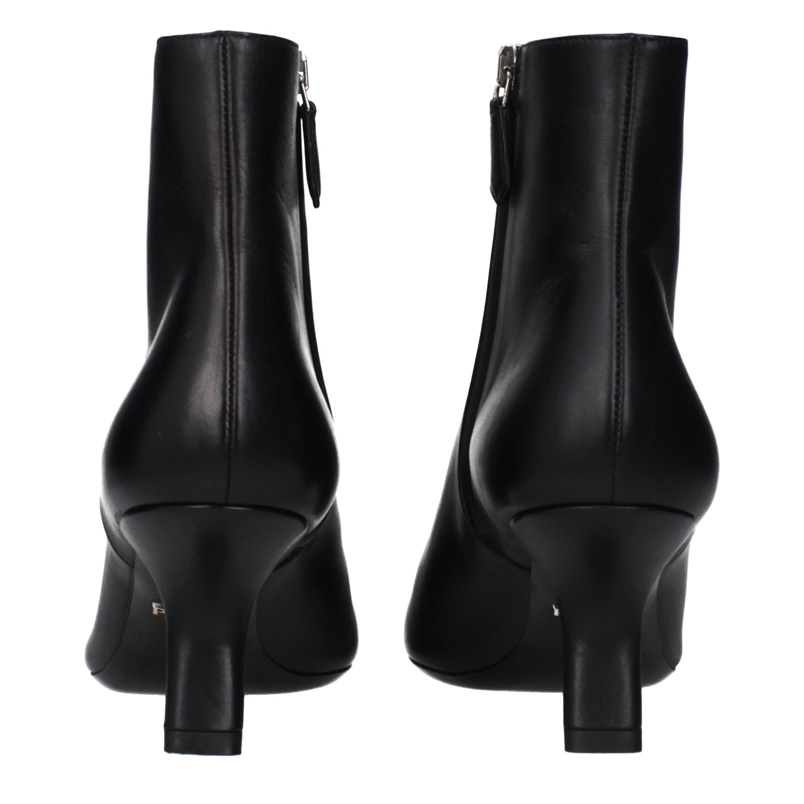 Prada Black Leather Ankle Boots