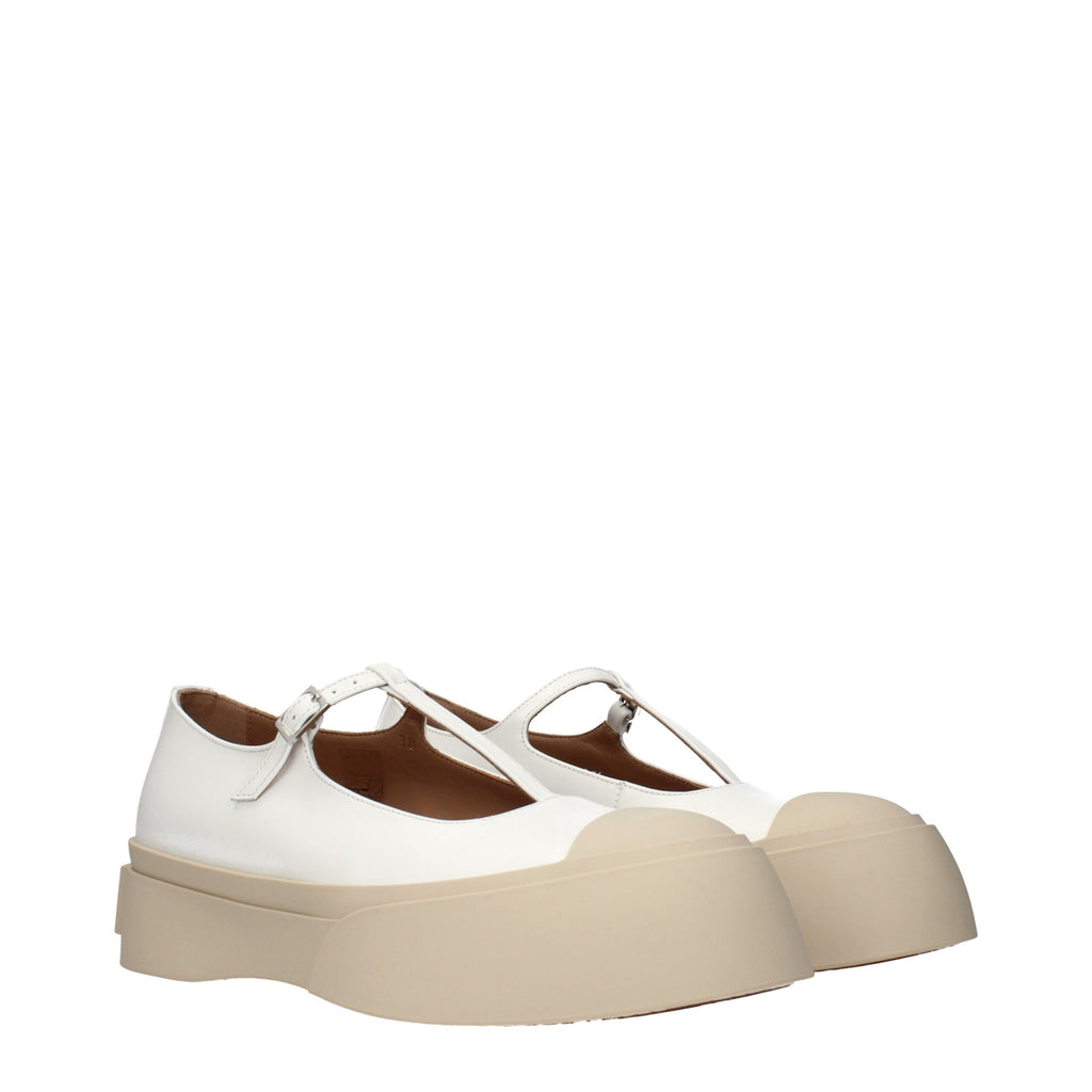 Marni White Leather Slip-On Loafers