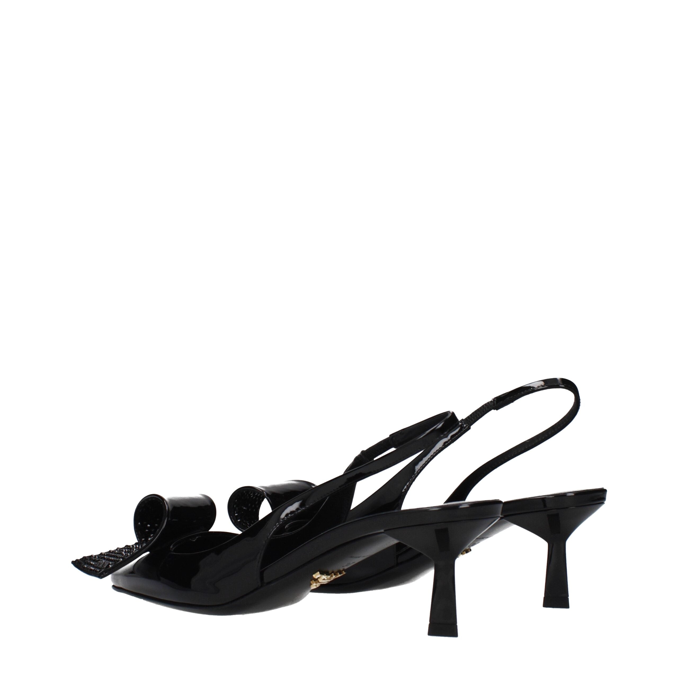 Prada Black Leather Stiletto Heel Sandals