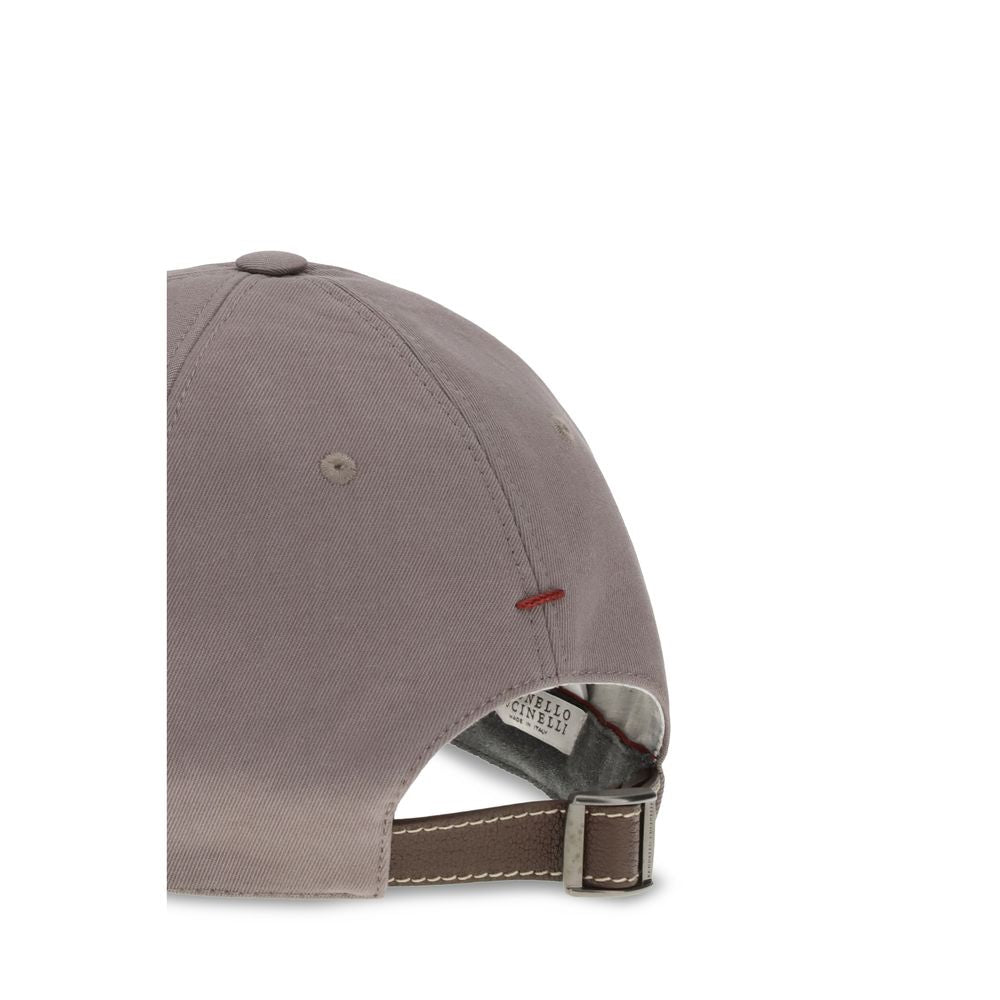 Brunello Cucinelli Brown Cotton Cap (Baseball Hat)