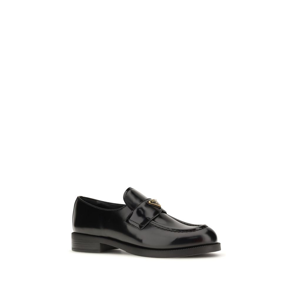 Prada Black Calf Leather Bos Taurus Slip-On Loafers