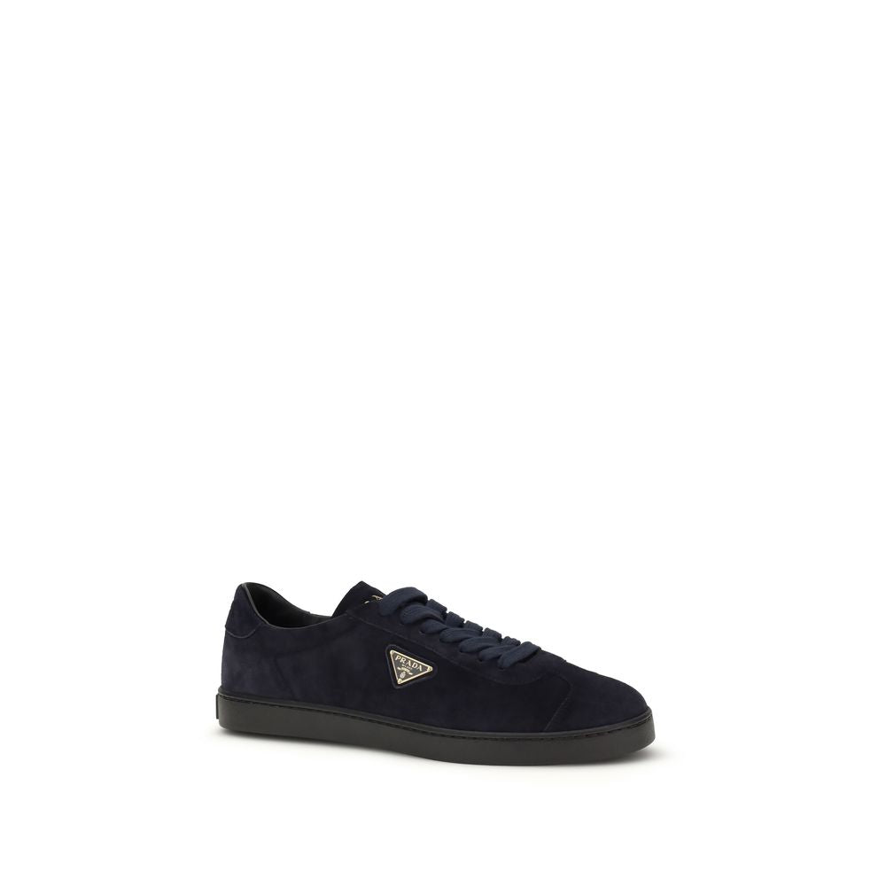 Prada Blue Calf Leather Bos Taurus Low Top Sneakers