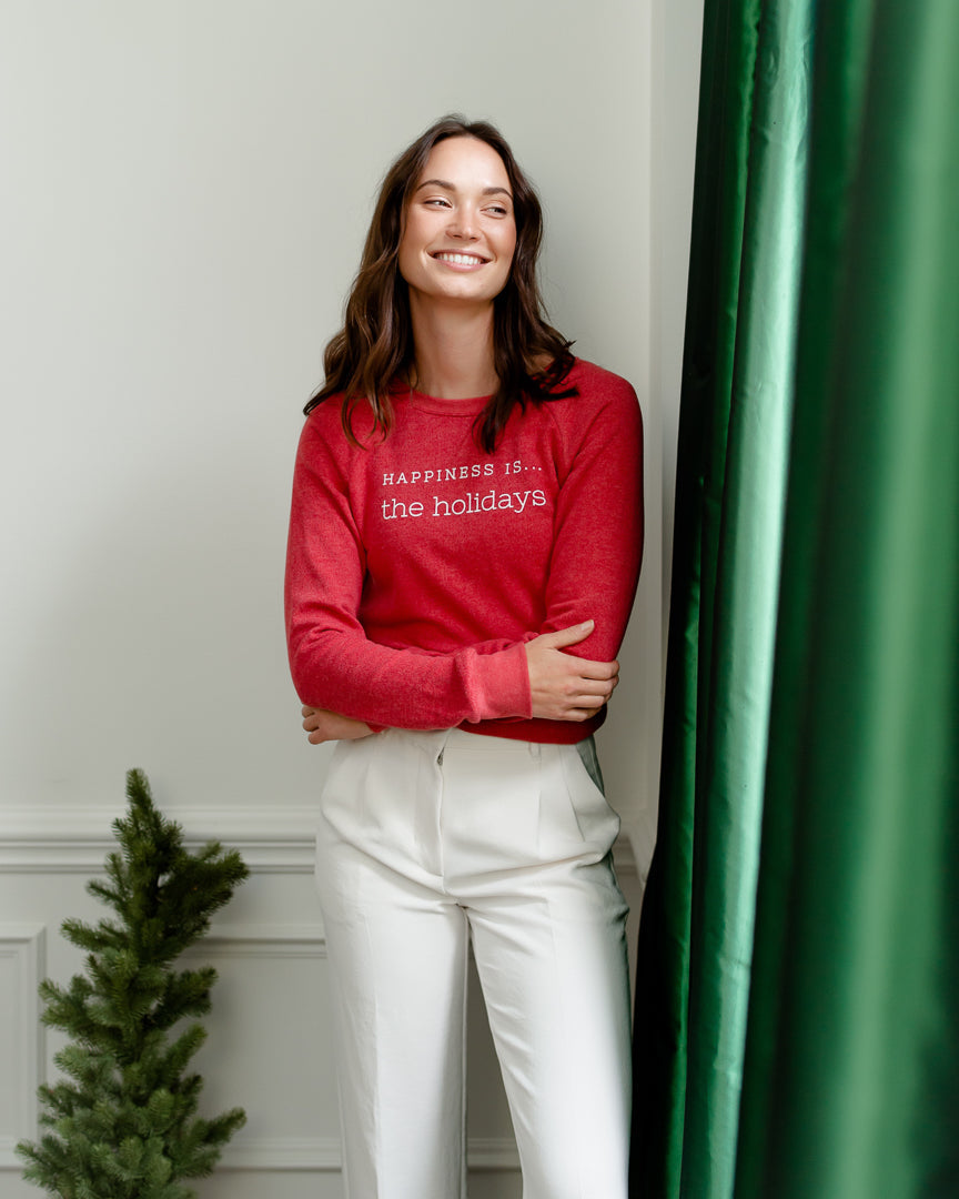 Women's Holiday Crew Sweatshirt, Chili-2