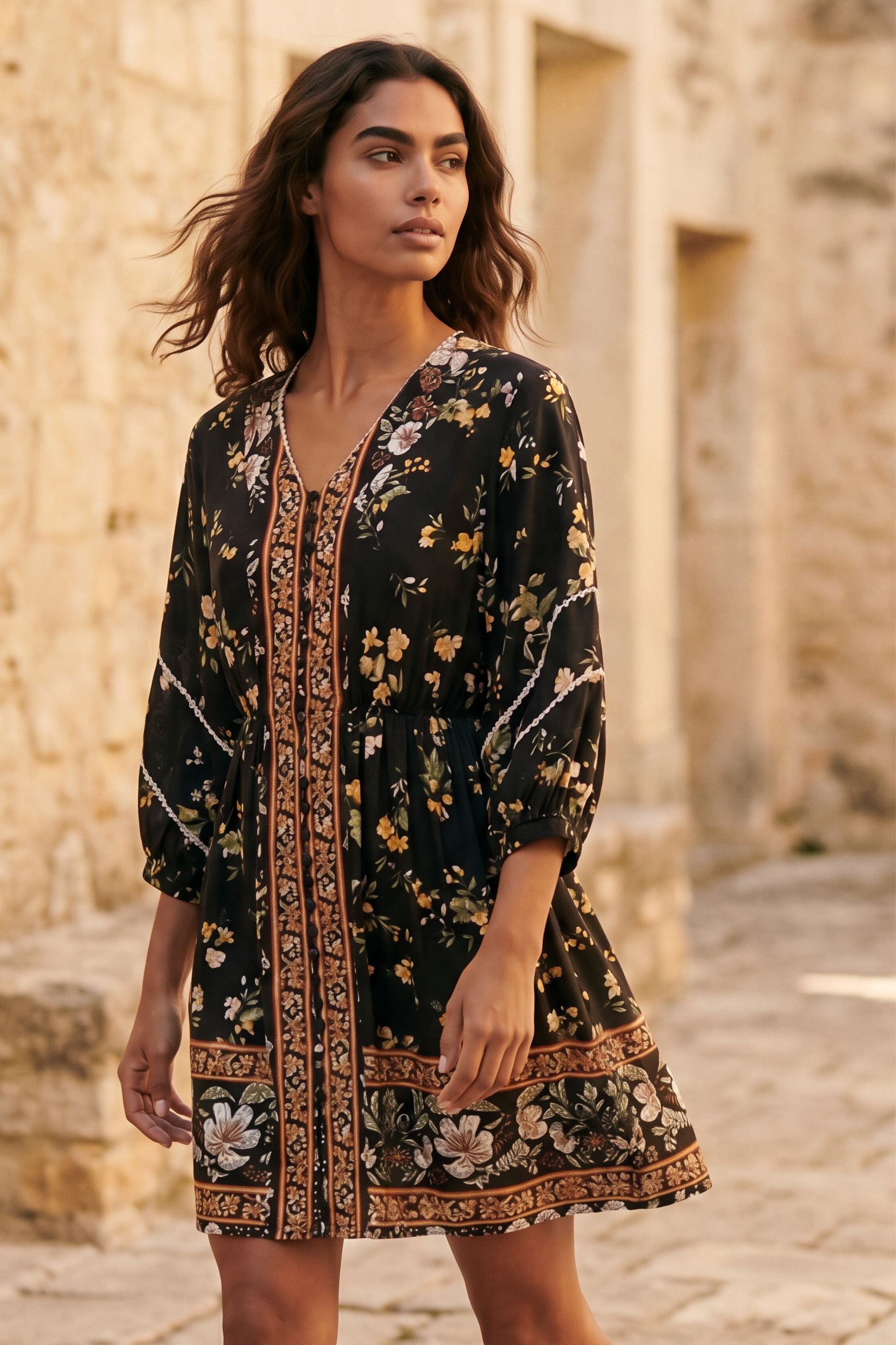 Brigitta Printed Boho Dress