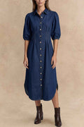 Chrystele Denim Midi Shirt Dress